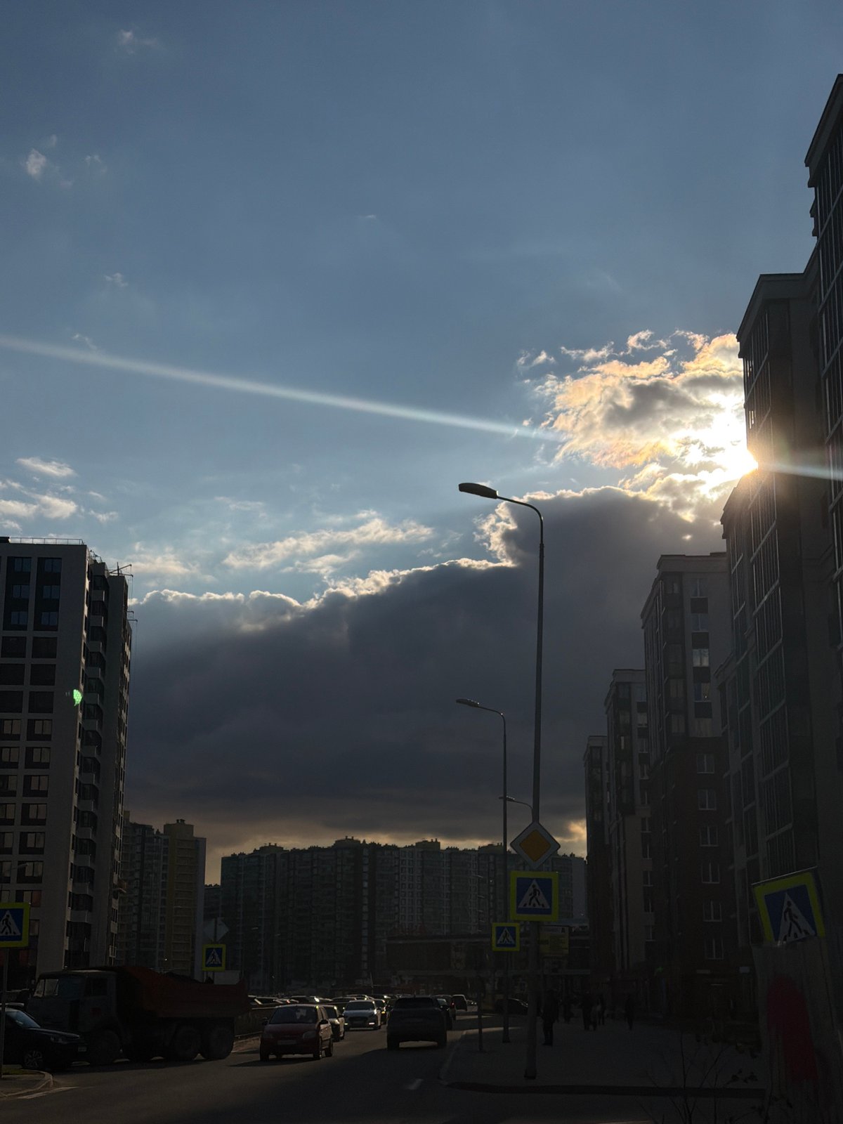 Dramatic twilight skies observed over Murino residential district