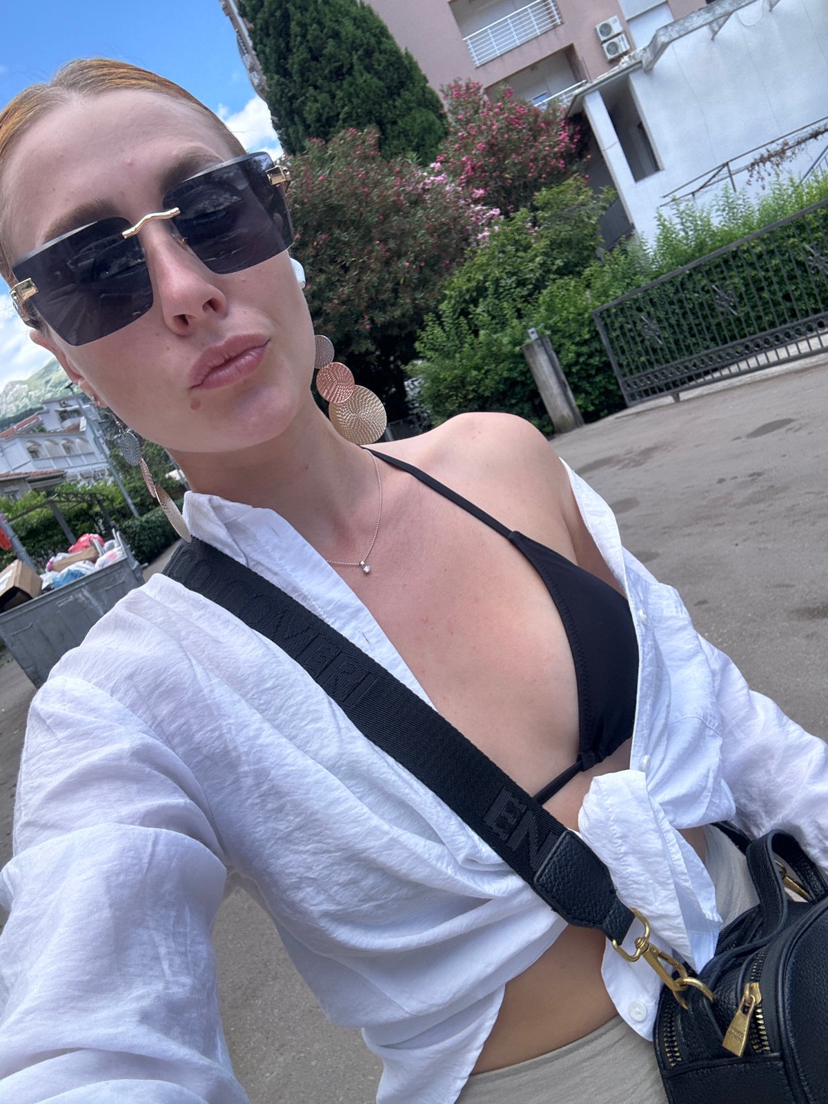 Tourist documents leisurely morning in Budva with pets and breakfast