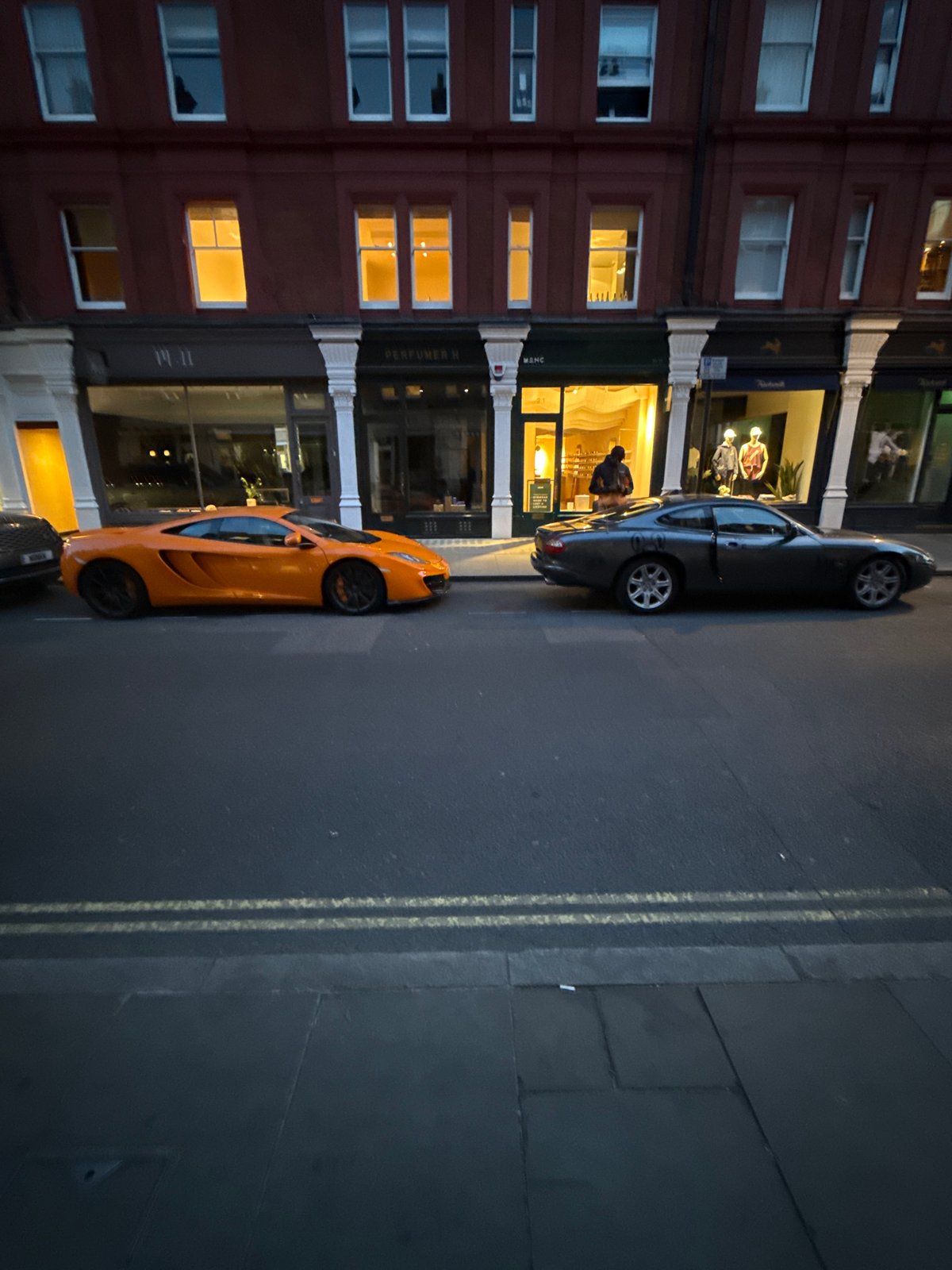 Evening street scene captured in central London