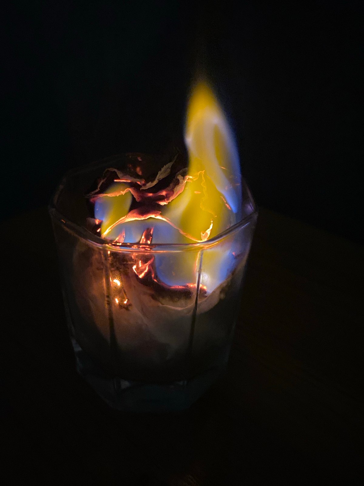 Sequential match lighting and flame containment documented by witness