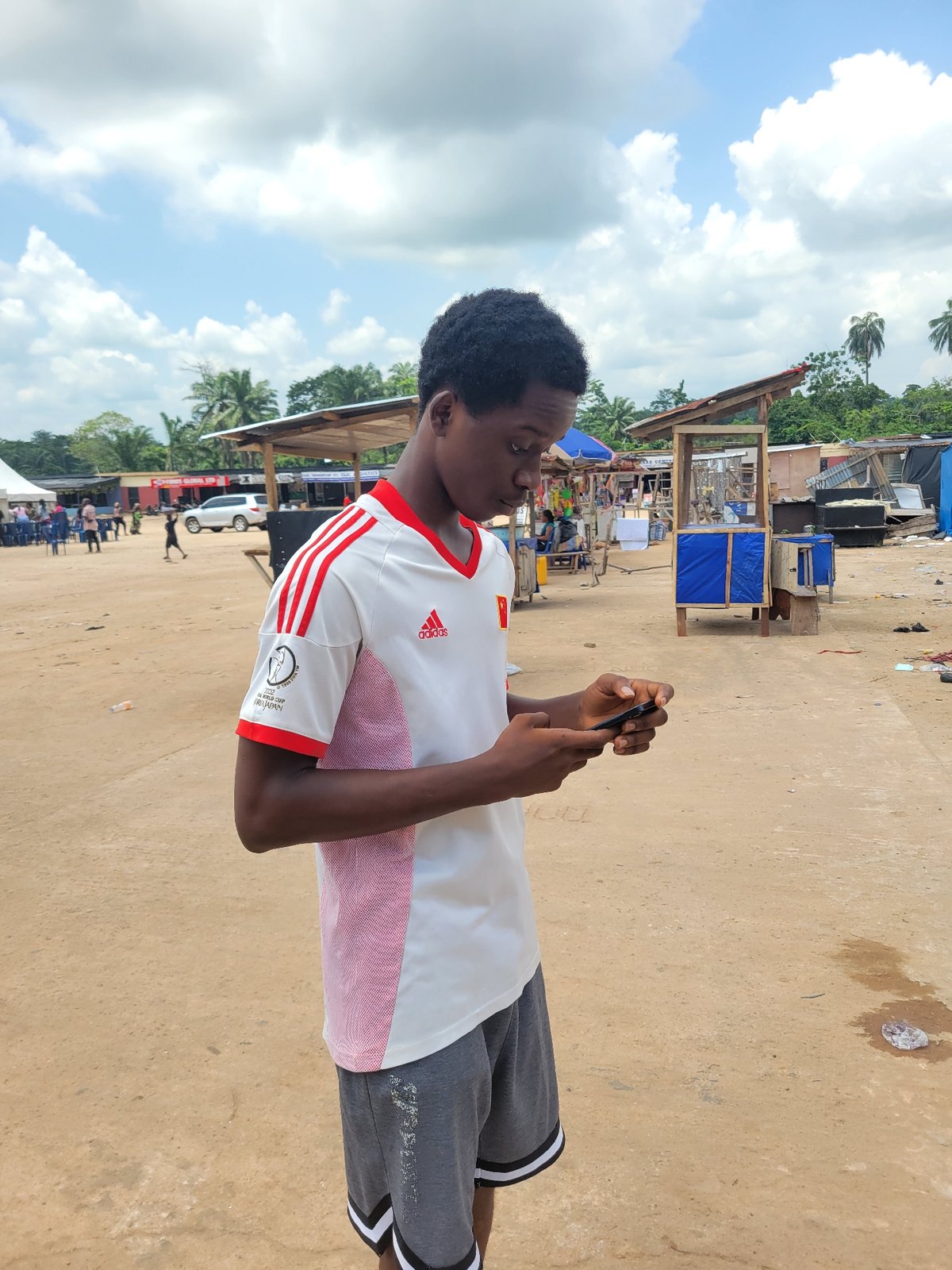 Morning market life and street movement in Egbagu, Nigeria
