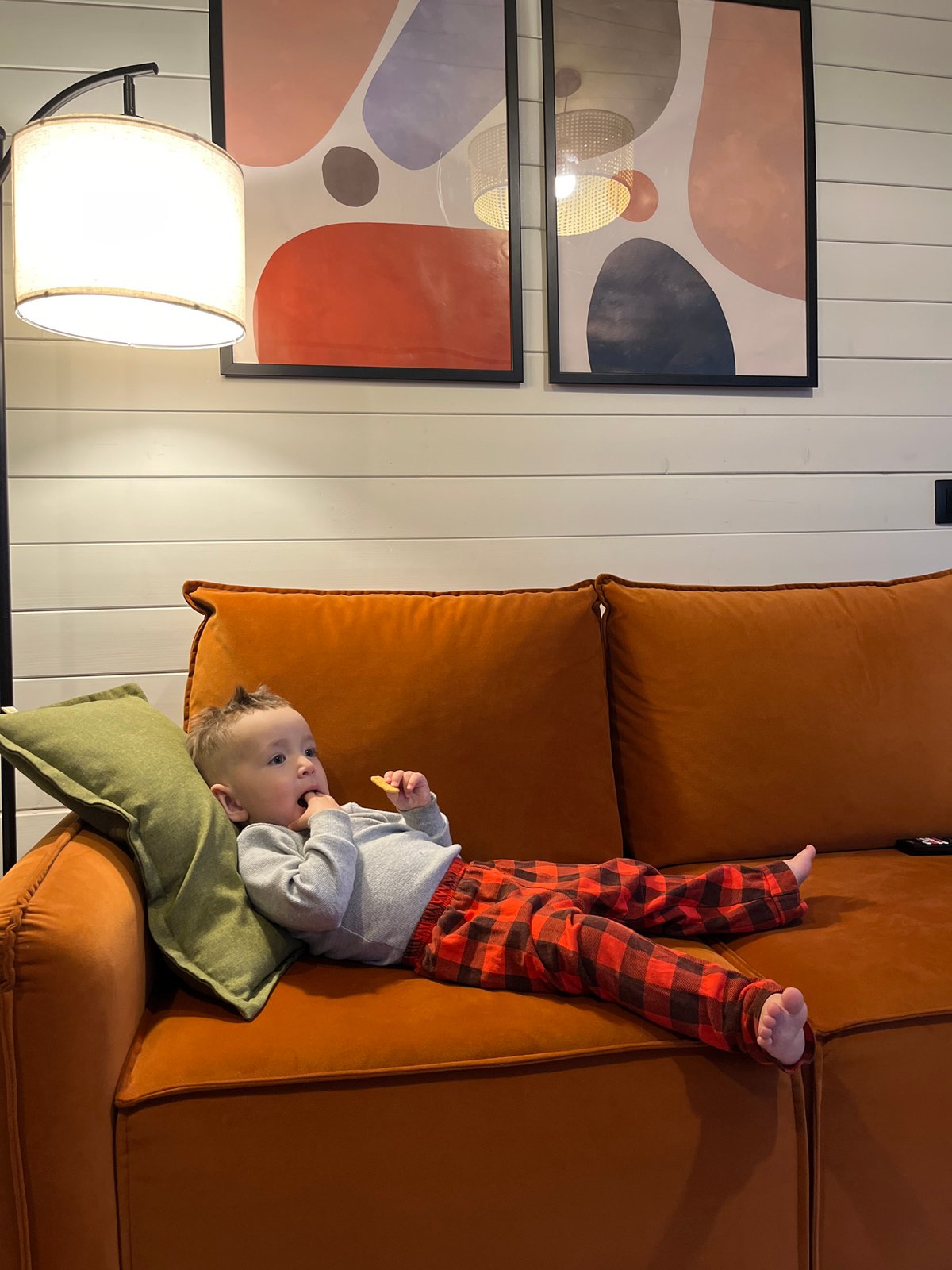 Family enjoys quiet Friday evening at rural Russian home