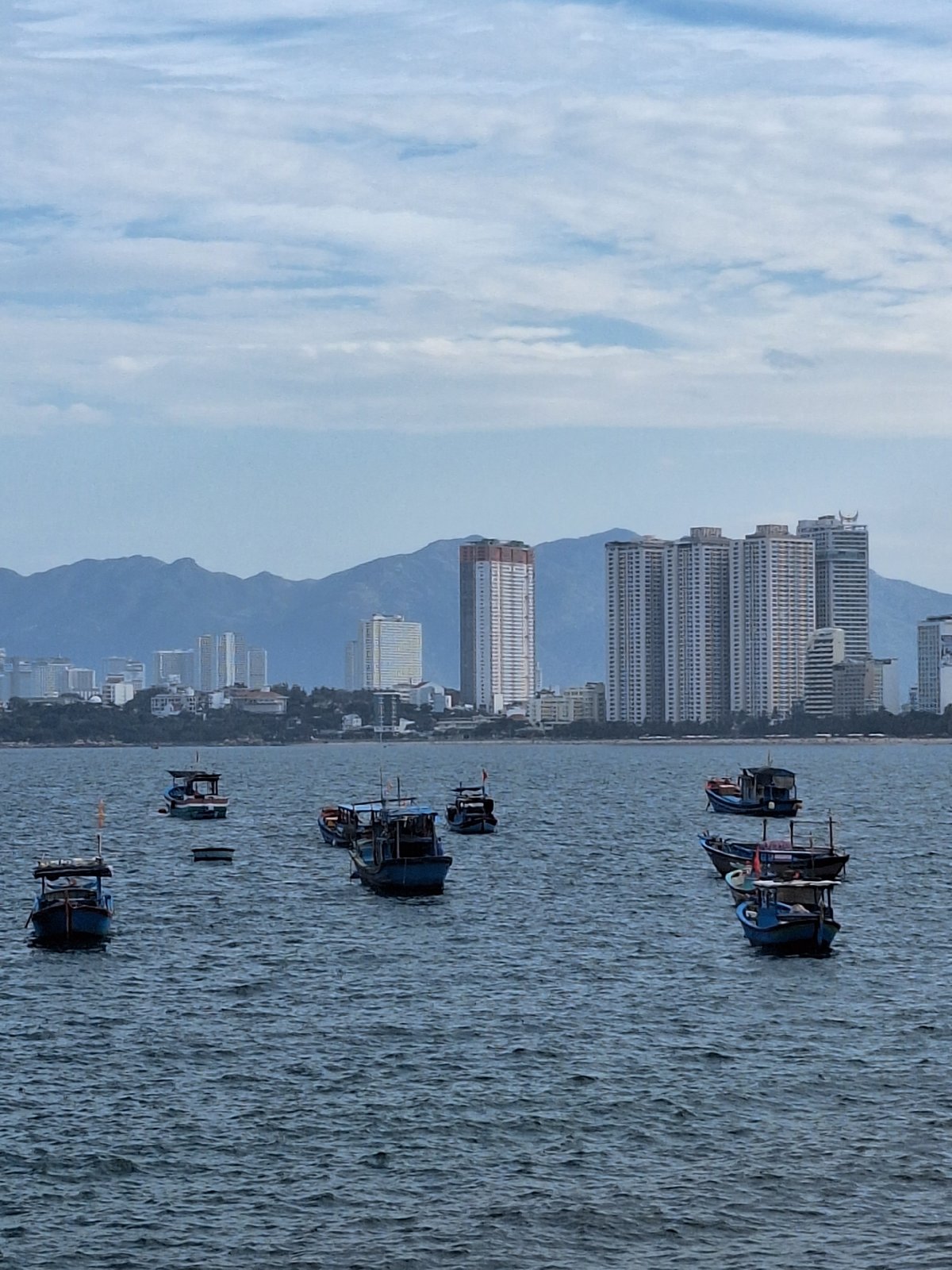 Nha Trang Bay fishing fleet and shoreline activity