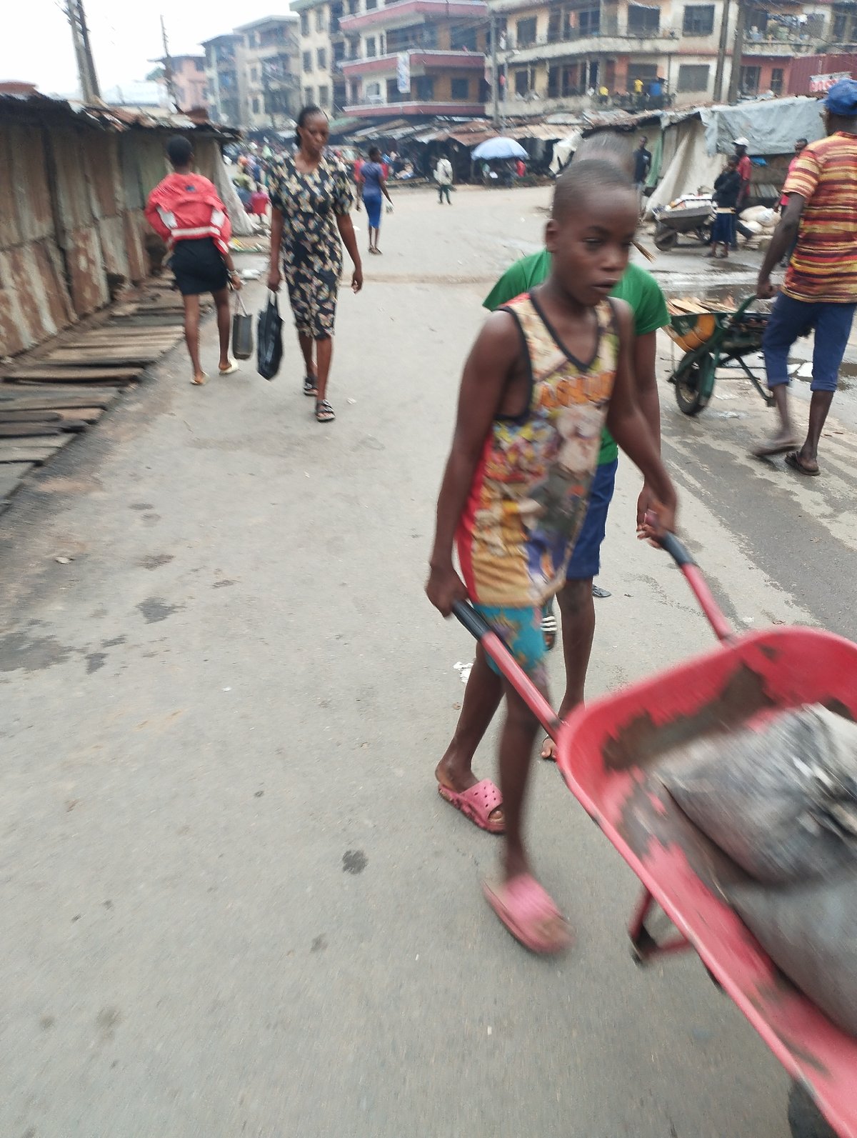 Morning street activity captured in Fegge, Nigeria