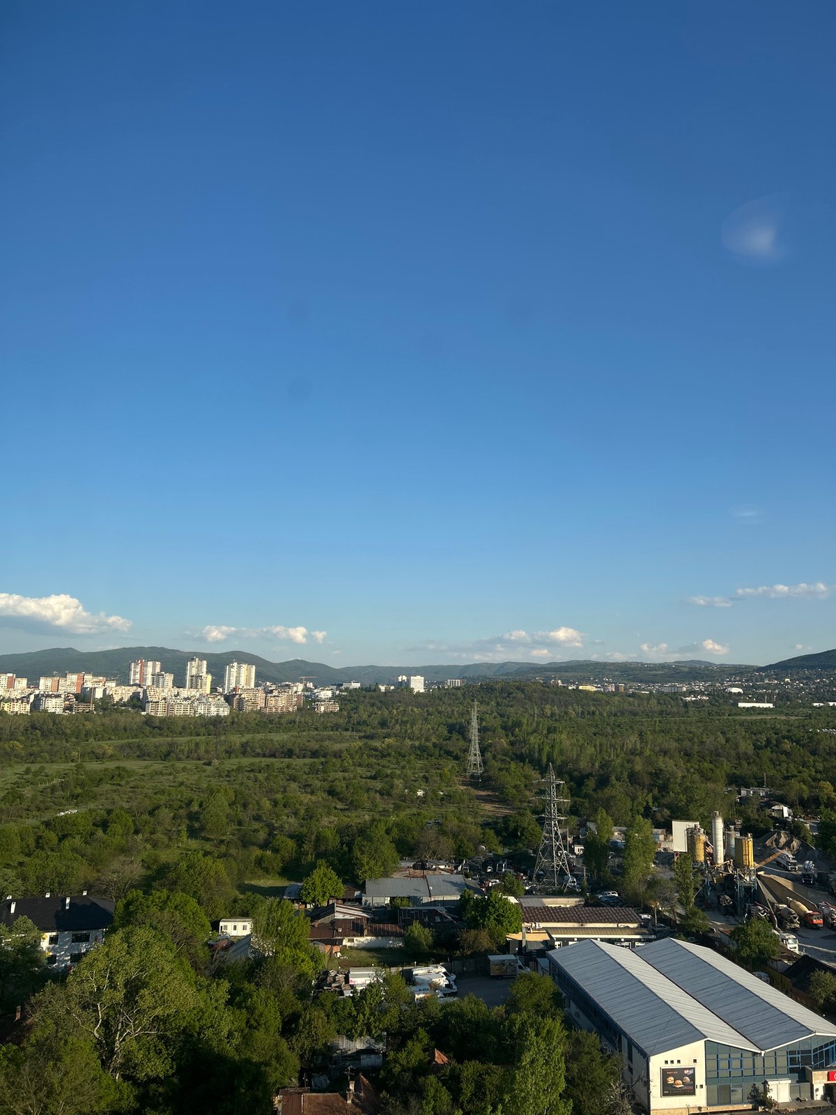 Aerial view captures urban-forest boundary in Sofia