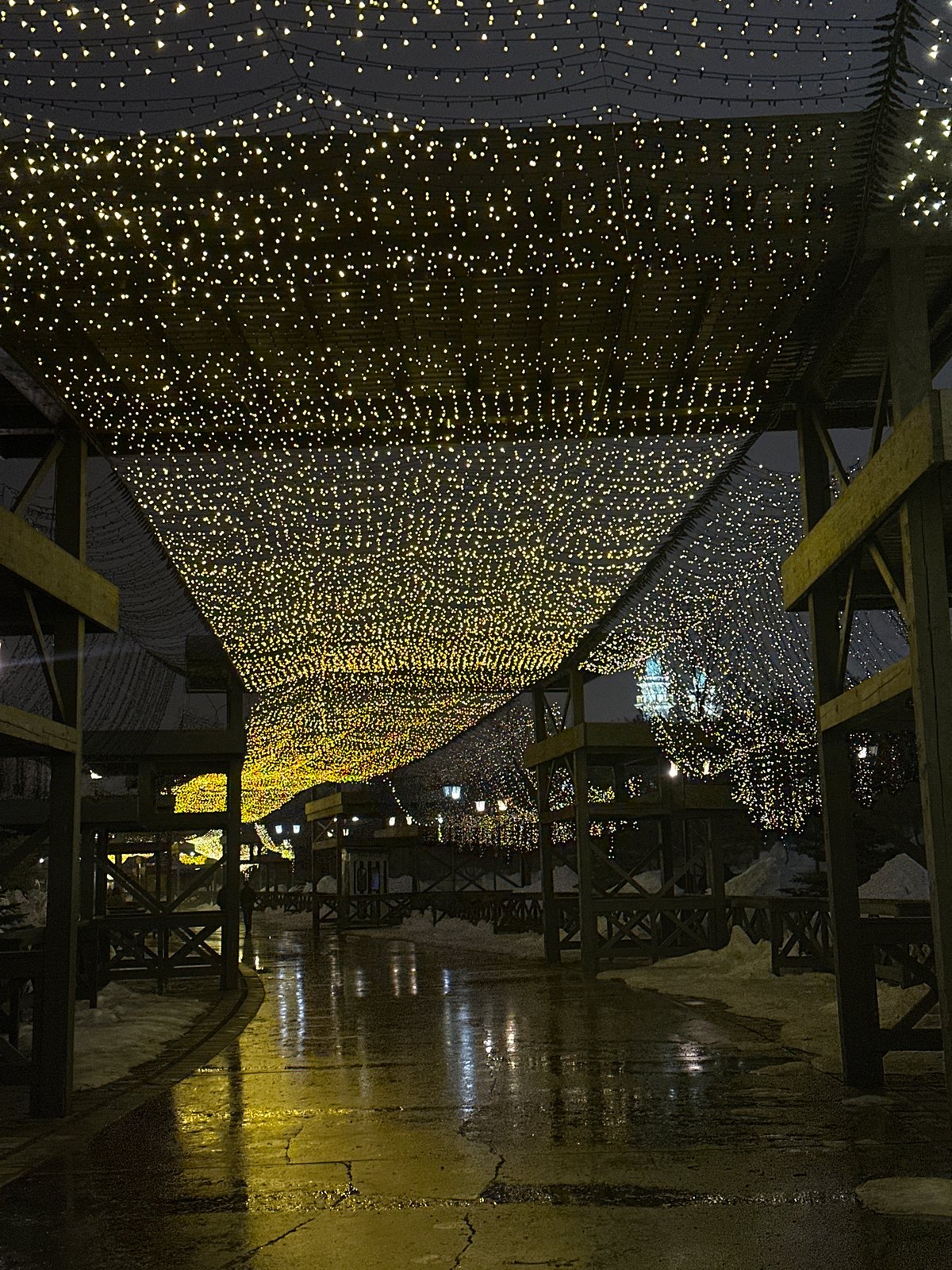 Nighttime scenes documented across Kazan featuring lights and attractions