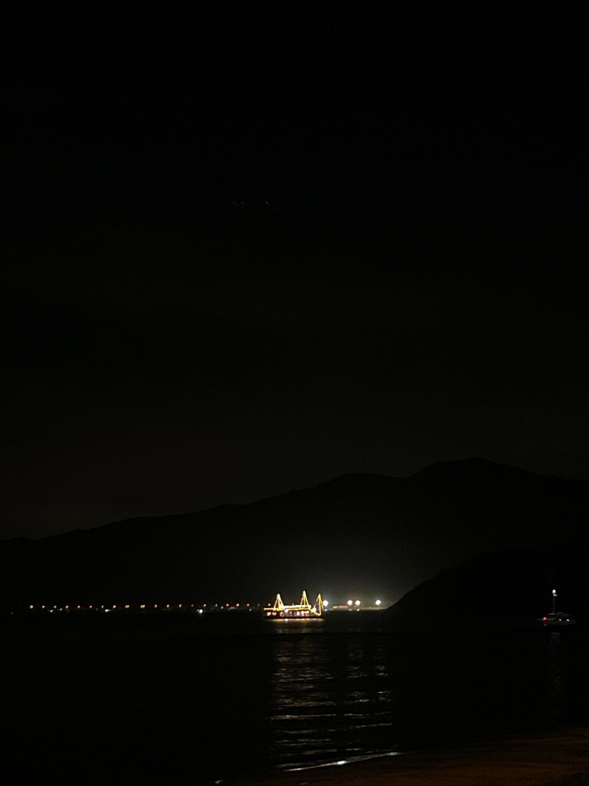Nighttime celebration scenes captured at Nha Trang waterfront cafe
