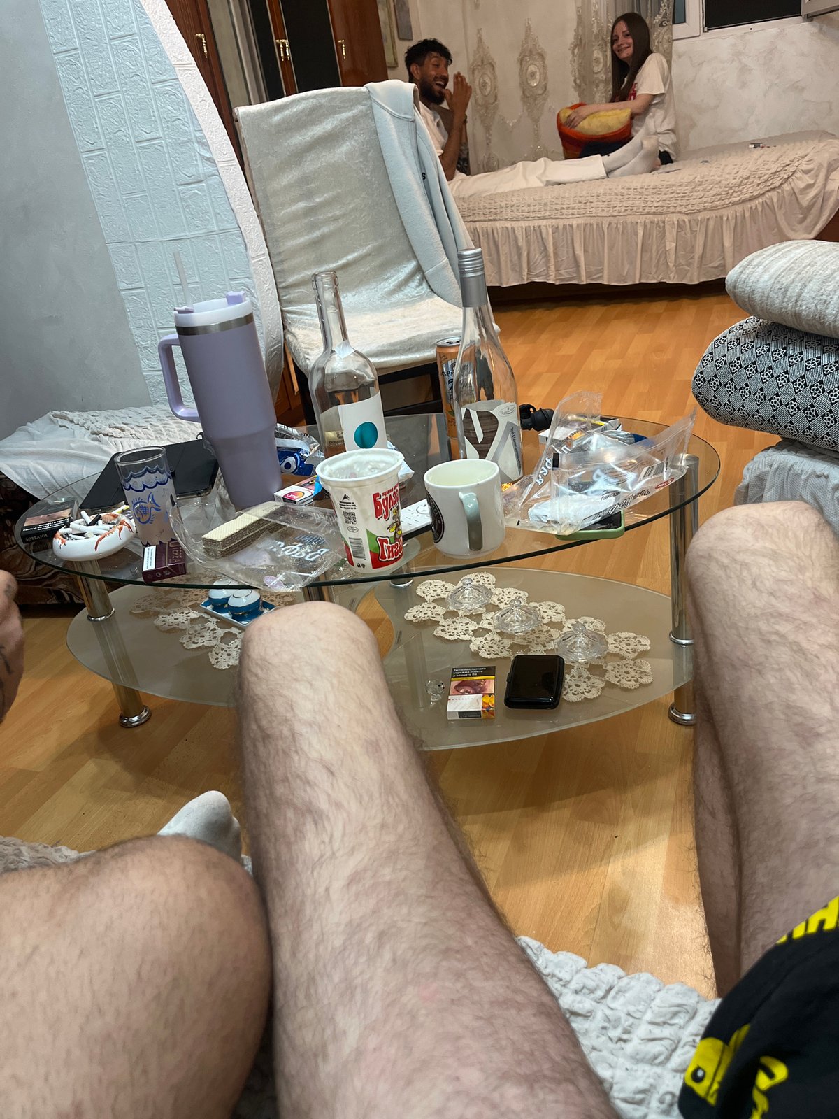 Cluttered coffee table scene documented in Dupnitsa, Bulgaria