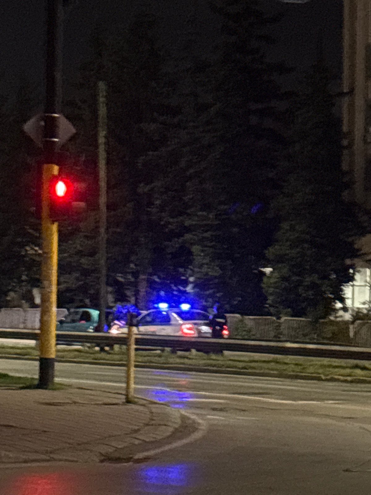Emergency vehicle with blue lights parked in Sofia