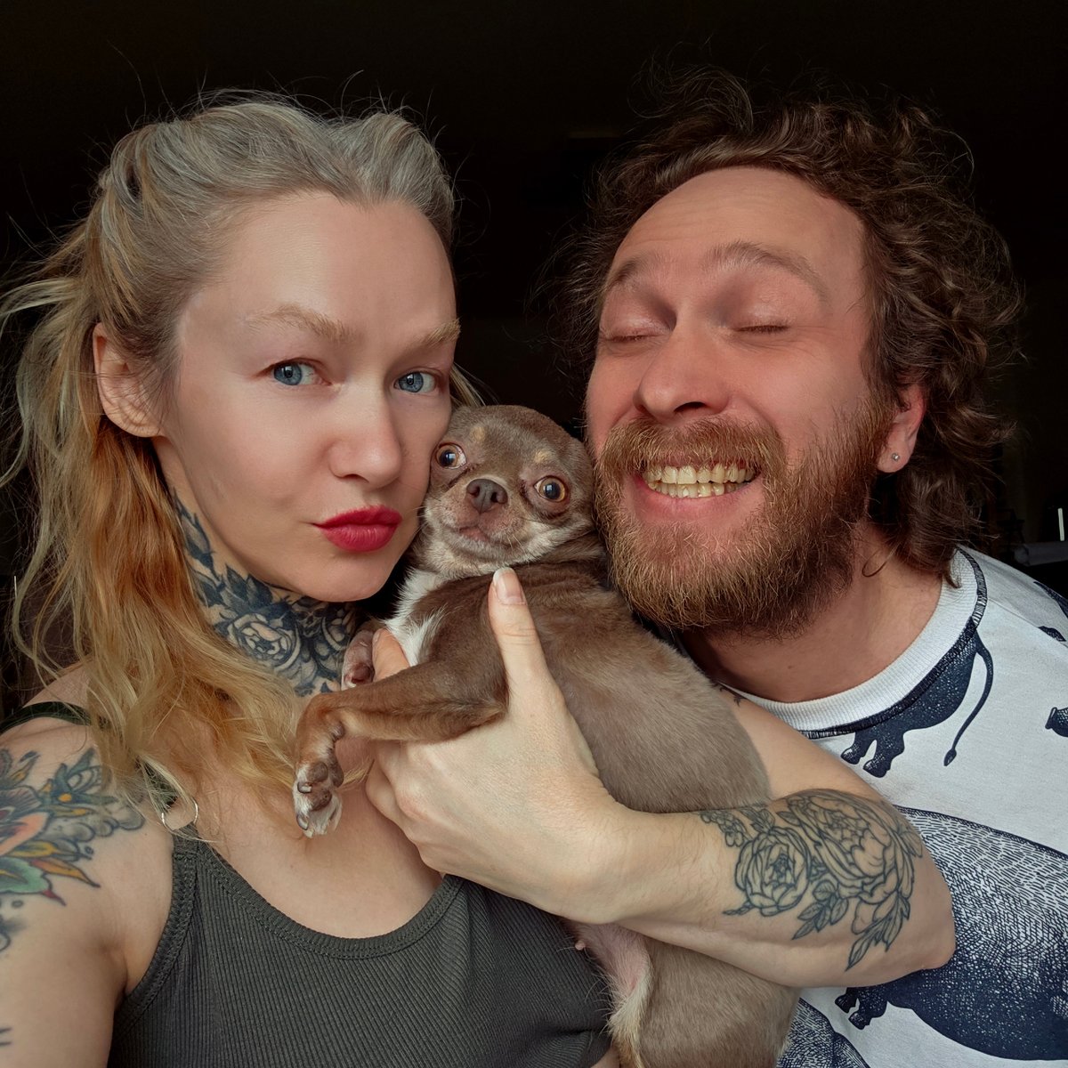Casual moments with couple, dog, and cafe captured in Saint Petersburg