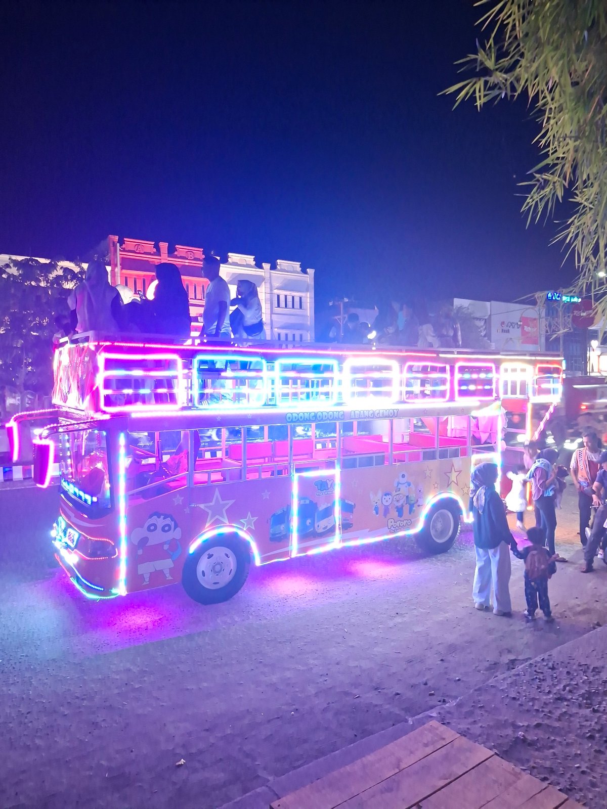 Colorful LED buses and nightlife documented in Lhokseumawe