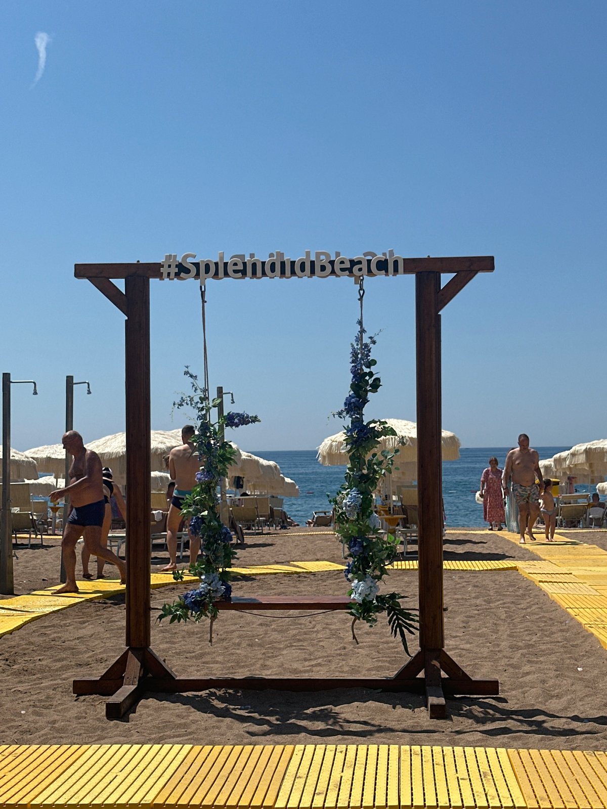 Summer morning on the Montenegrin Riviera beach strip