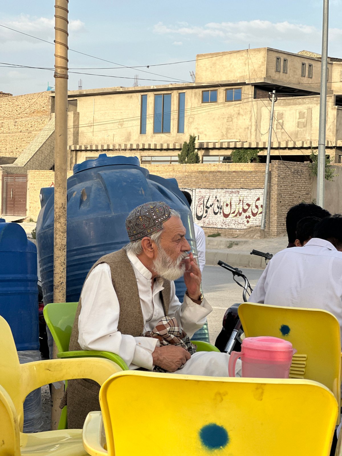 Men gather for outdoor meeting in Quetta, Pakistan