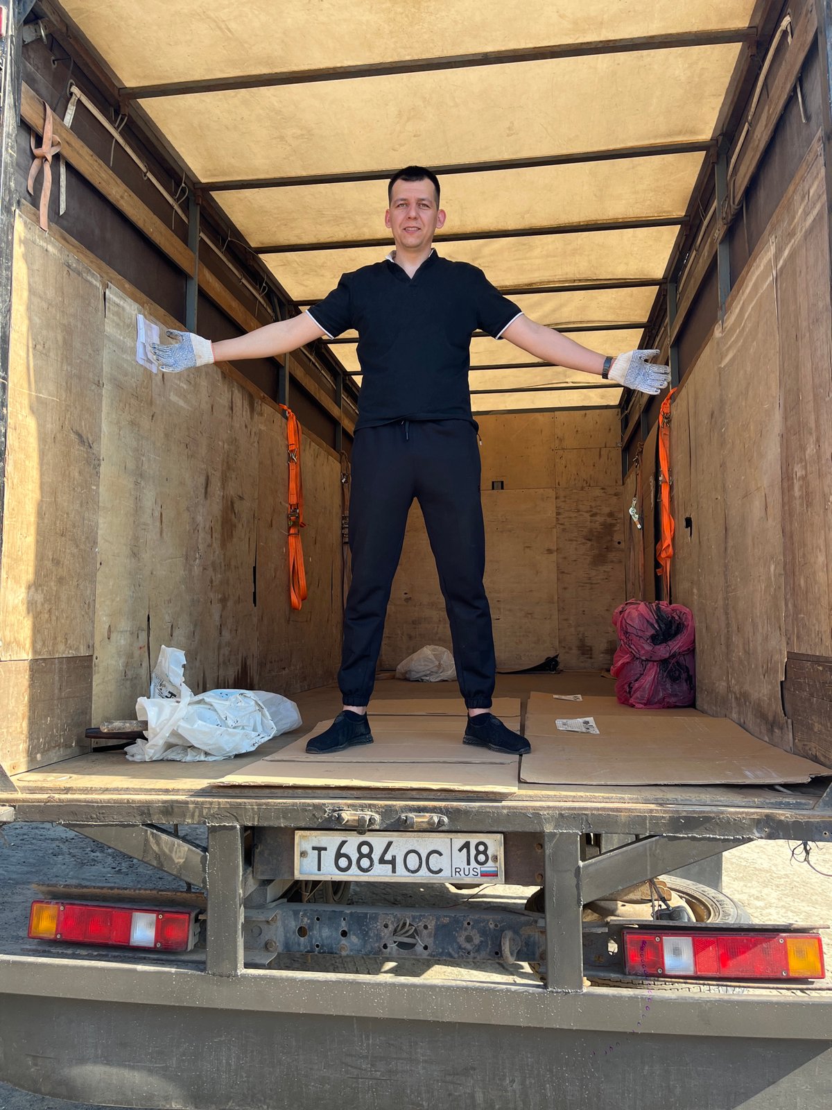 Couple with van documented during loading activity in Izhevsk