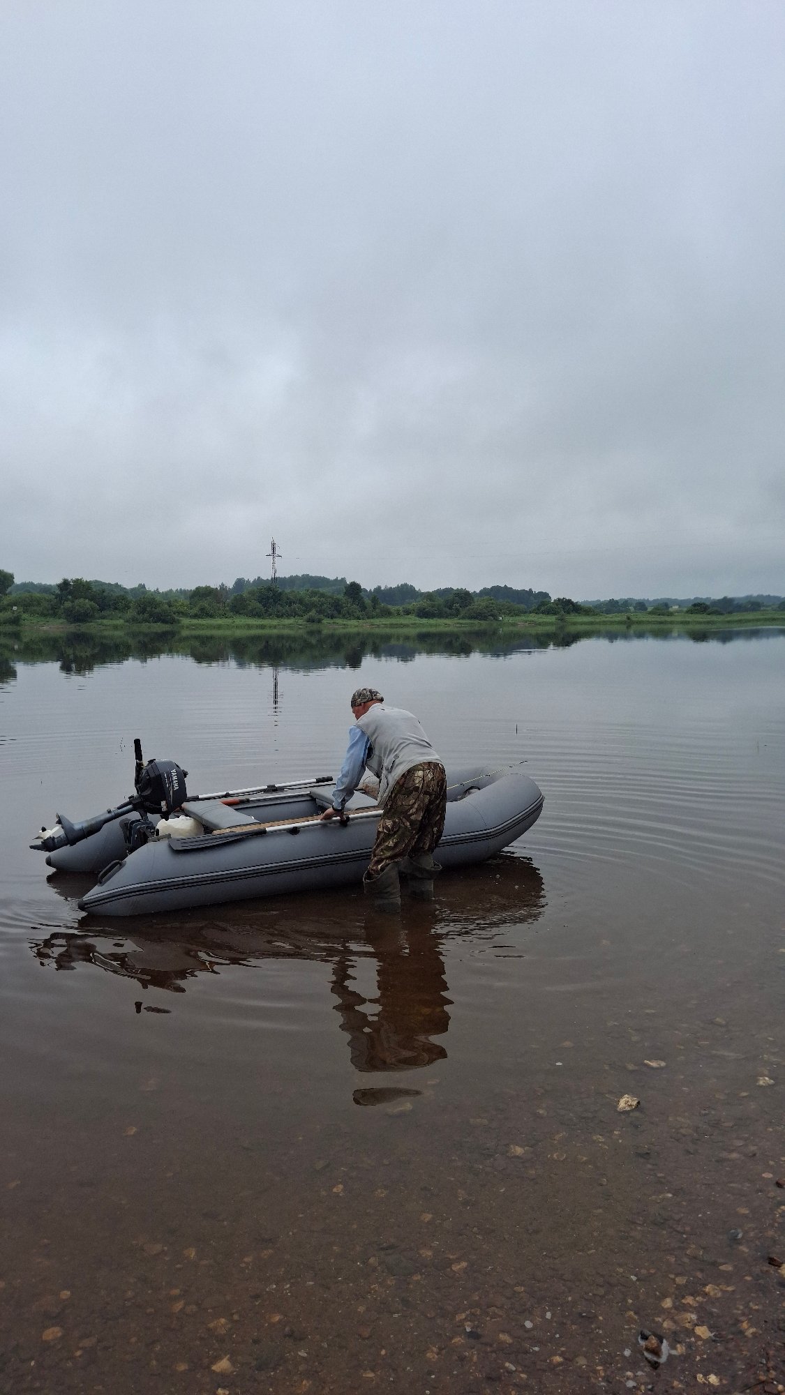 Quiet morning on the river in Selishchi, Russia