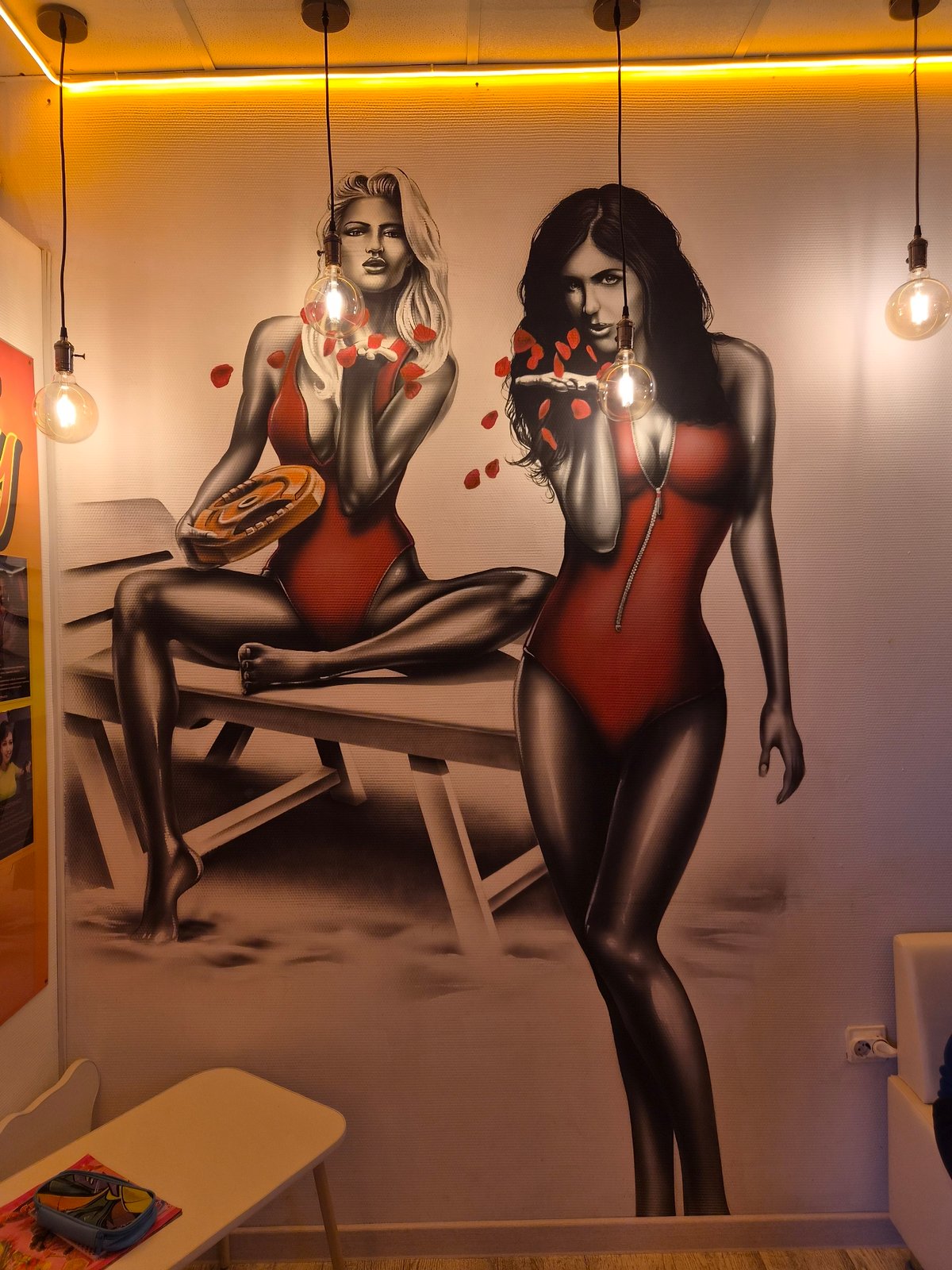 Car interior and mural documented in Sochi