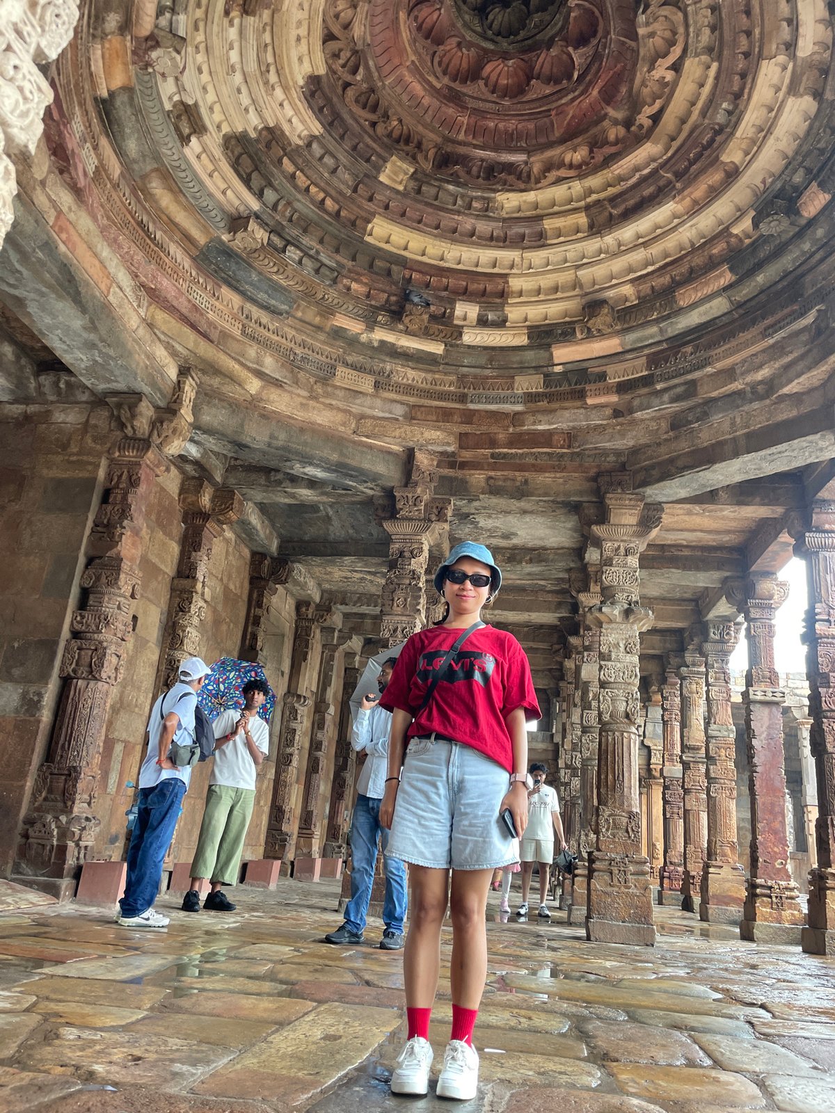 Rainy morning tour through Delhi's Qutub Minar complex