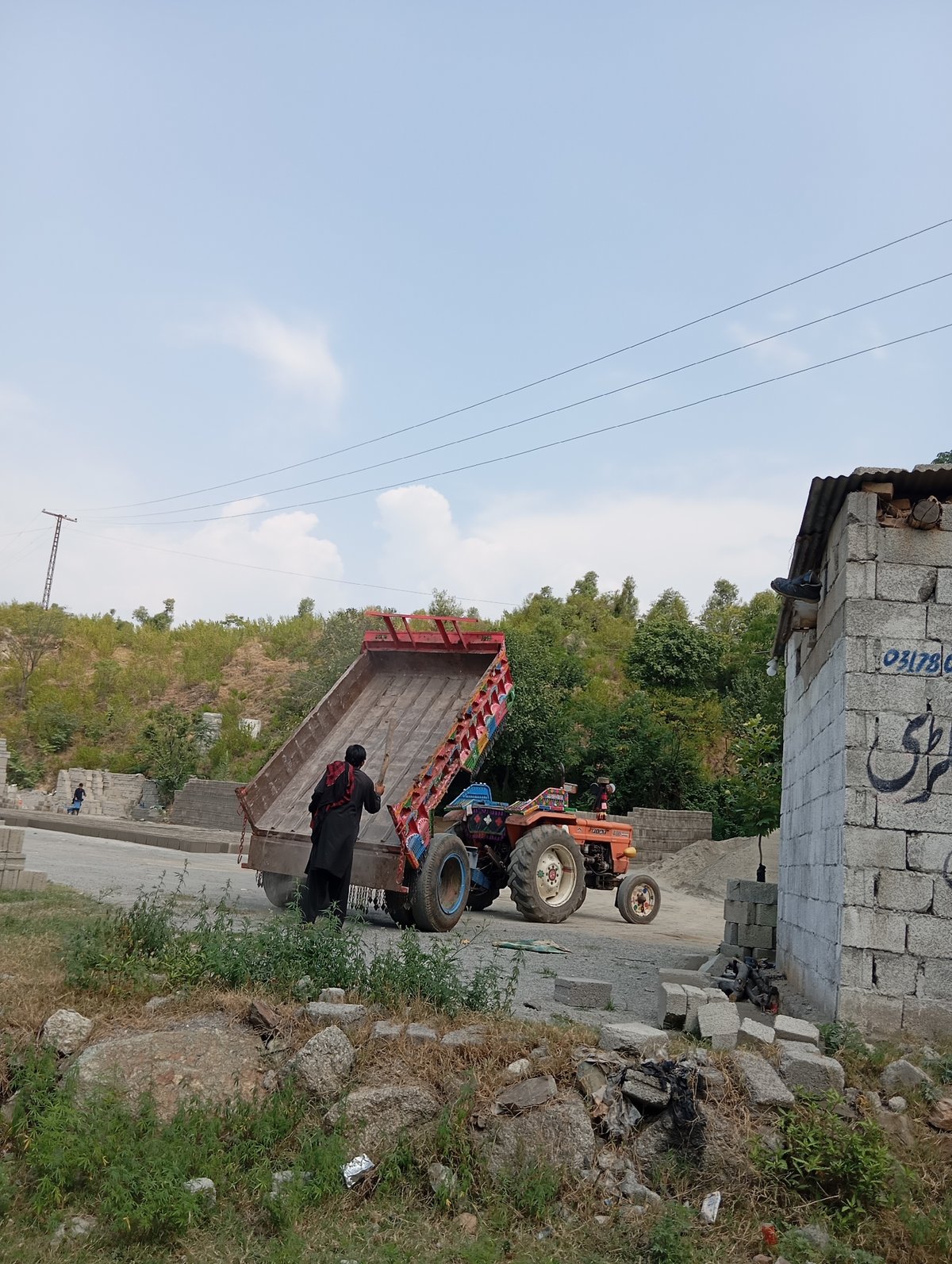 Rural roadside shops and agricultural scenes with product displays