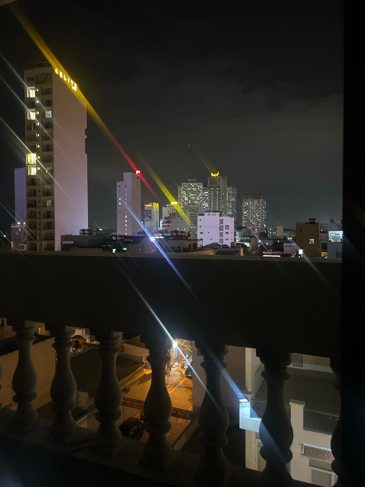 Nighttime cityscape views captured from elevated position in Nha Trang