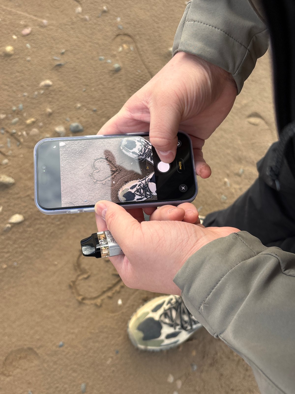 Visitor documents afternoon beach outing at Kama Reservoir, Chaikovsky