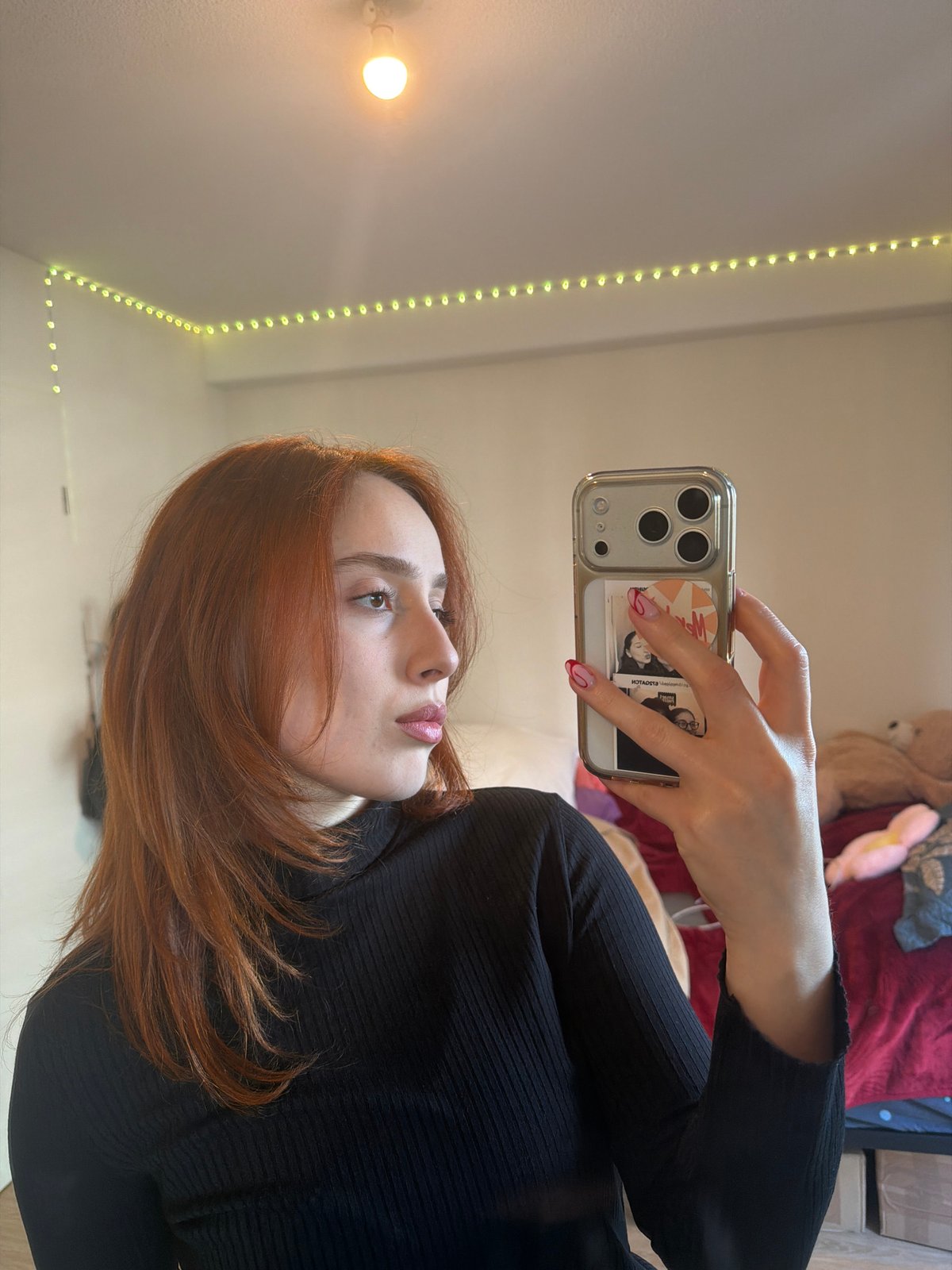 Woman documents outfit changes through mirror selfies in Strasbourg