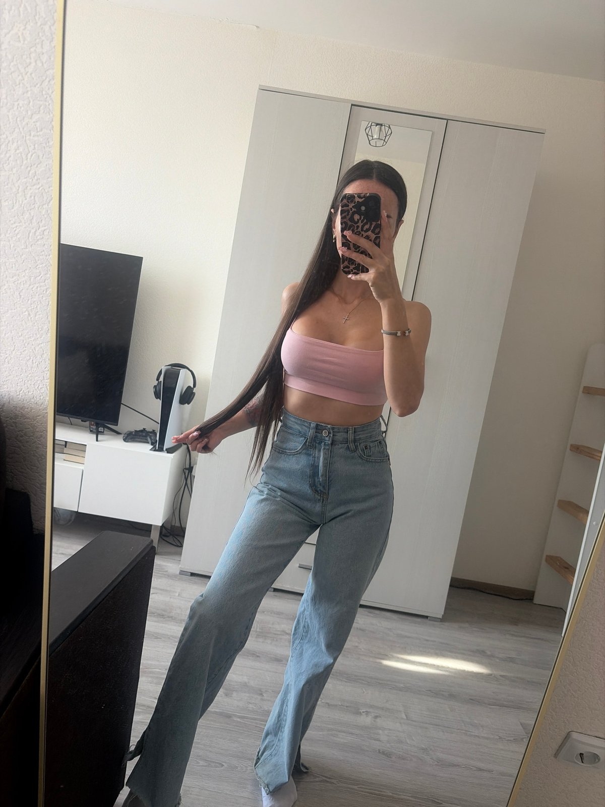 Bedroom mirror selfie in Rezvykh, Russia