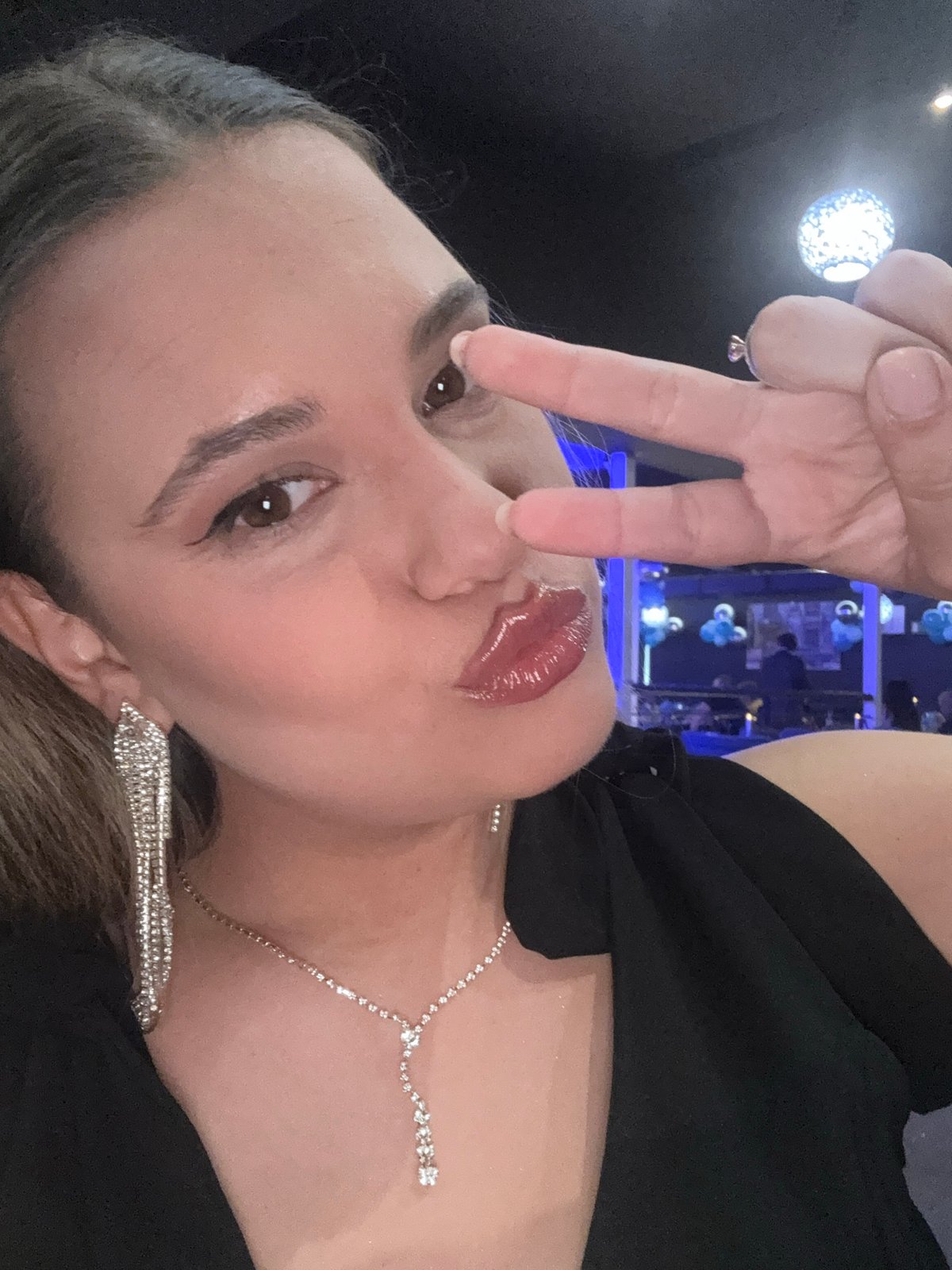Woman poses at concluded social gathering in Sofia