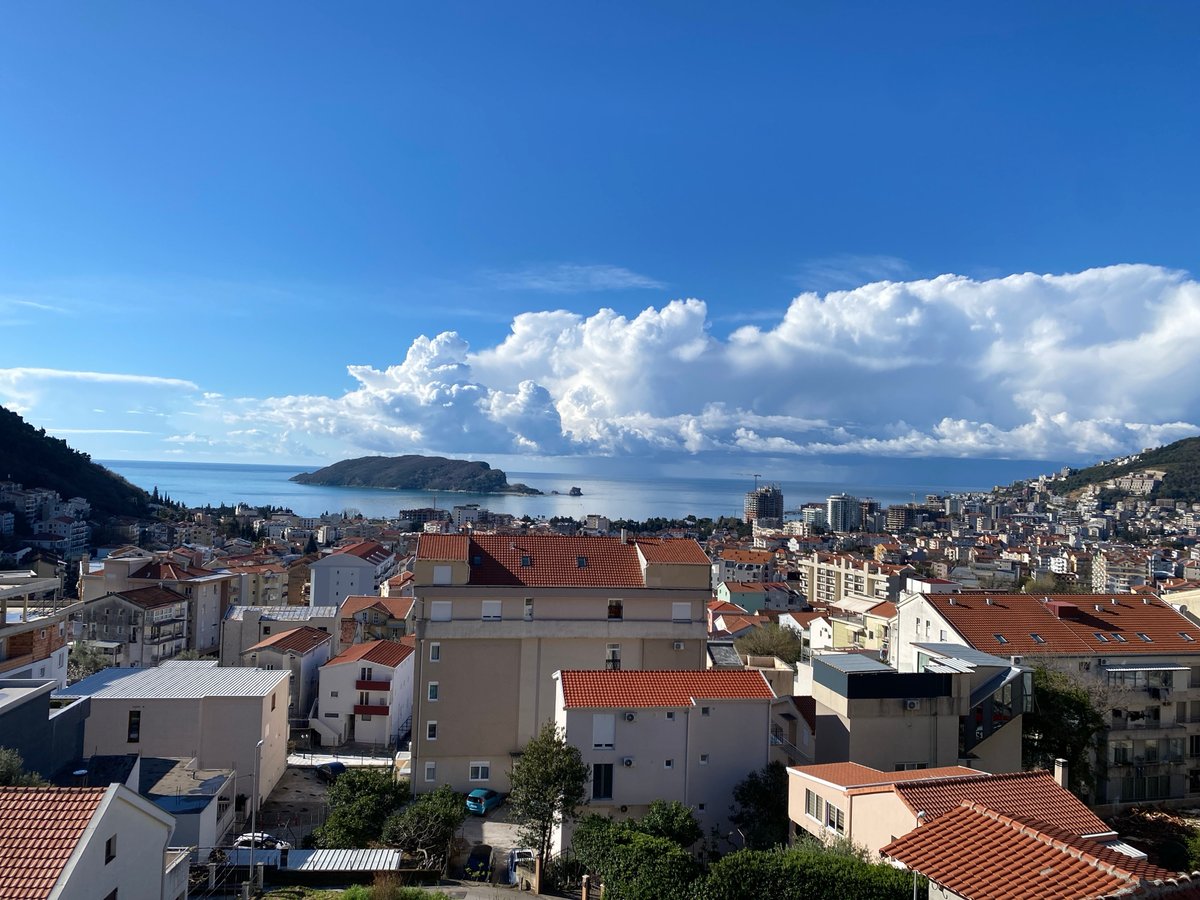 Morning panoramic views captured of Budva, Montenegro coastline