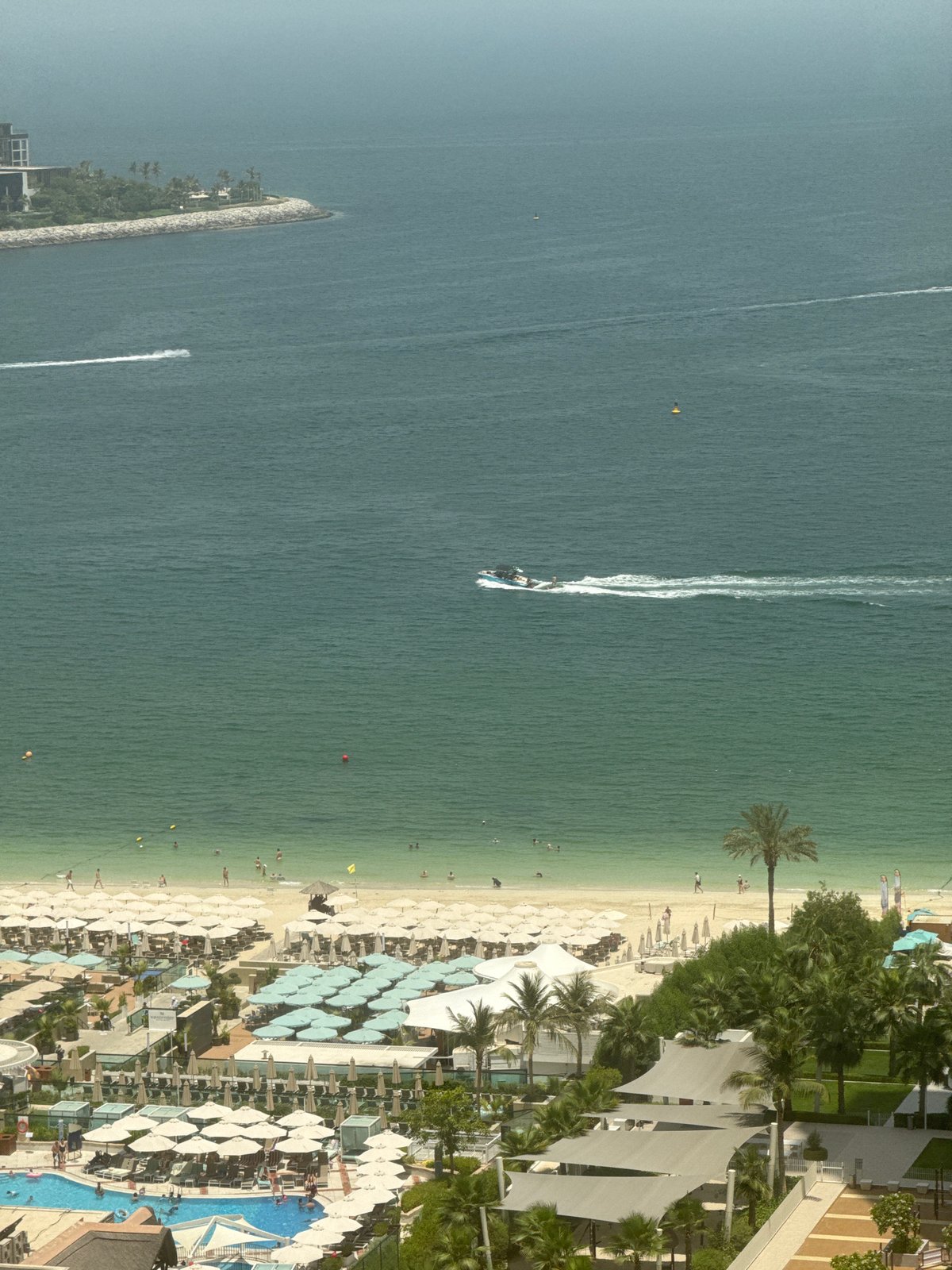Dubai beachfront resort seen from above, multiple angles