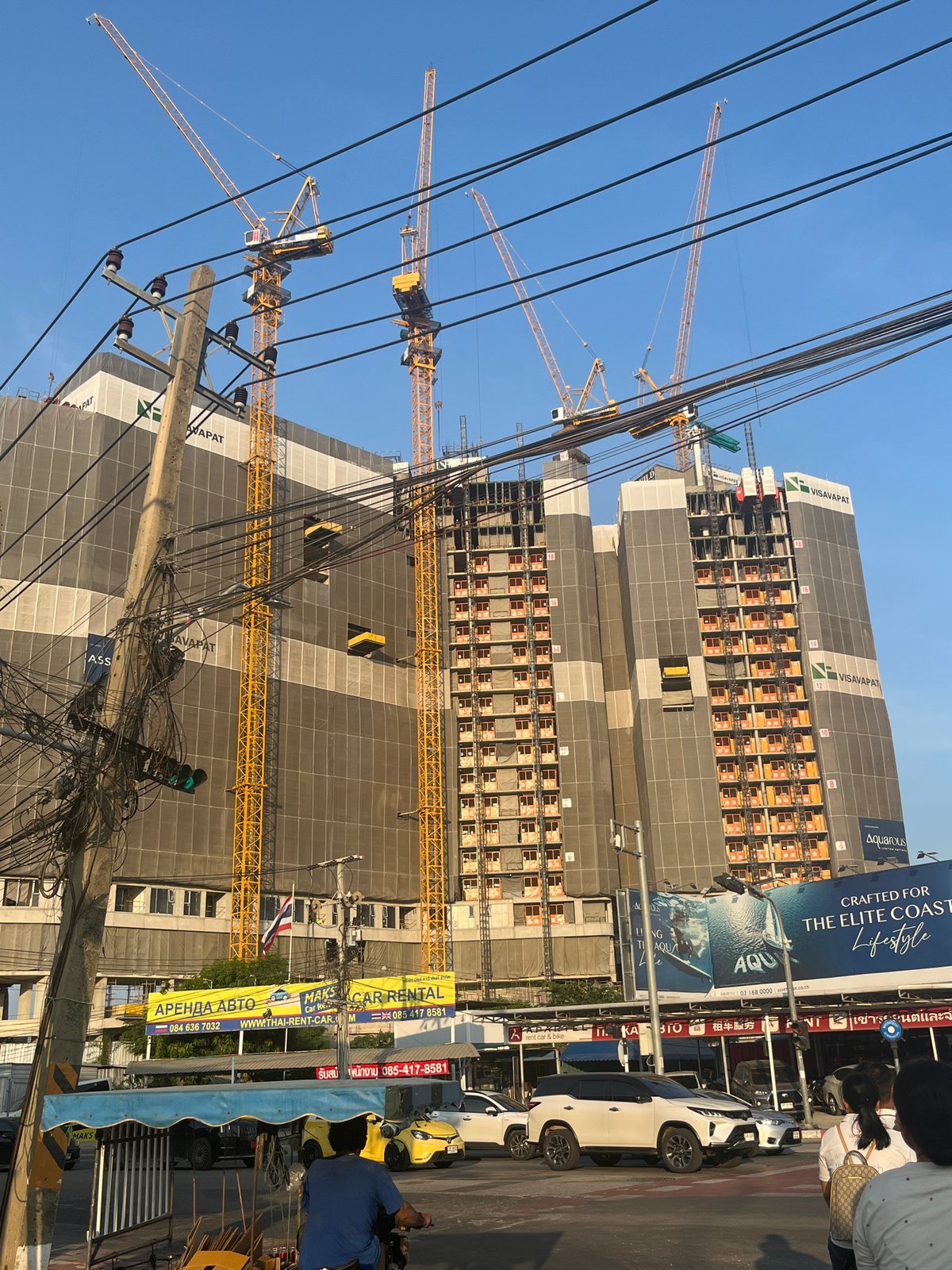 High-rise construction continues in Pattaya City with multiple cranes
