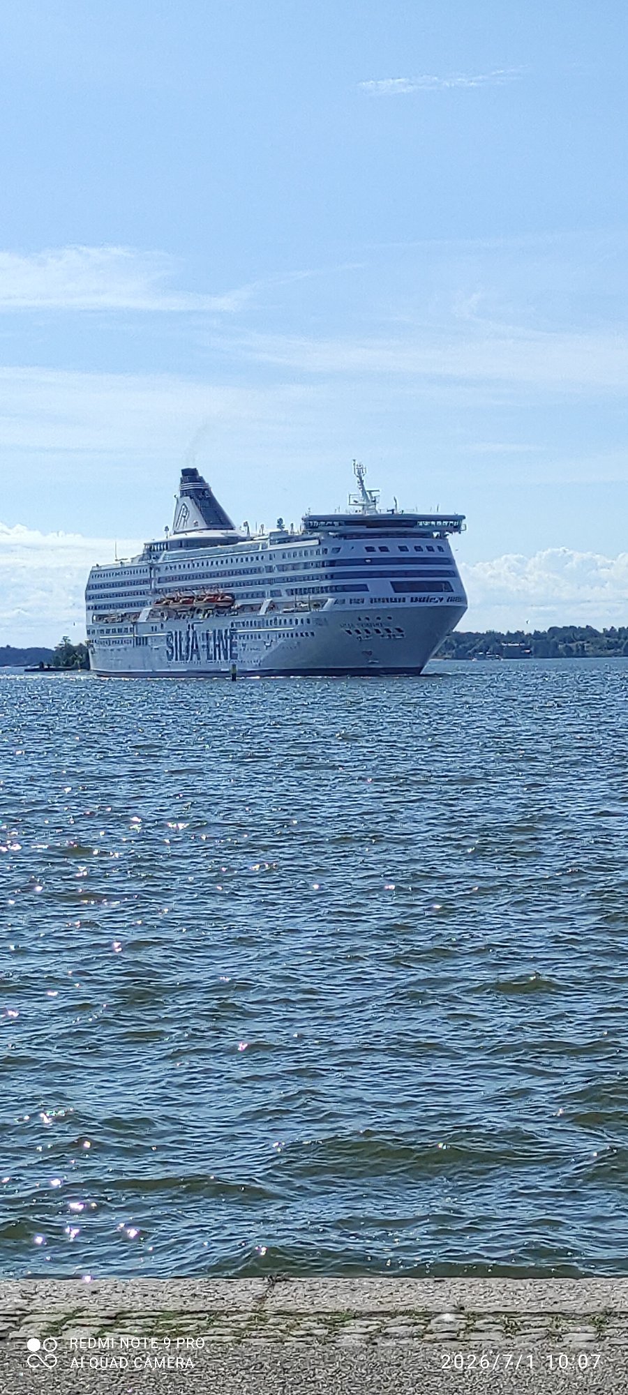 Silja Line ferry on the Baltic, Helsinki waterfront in view