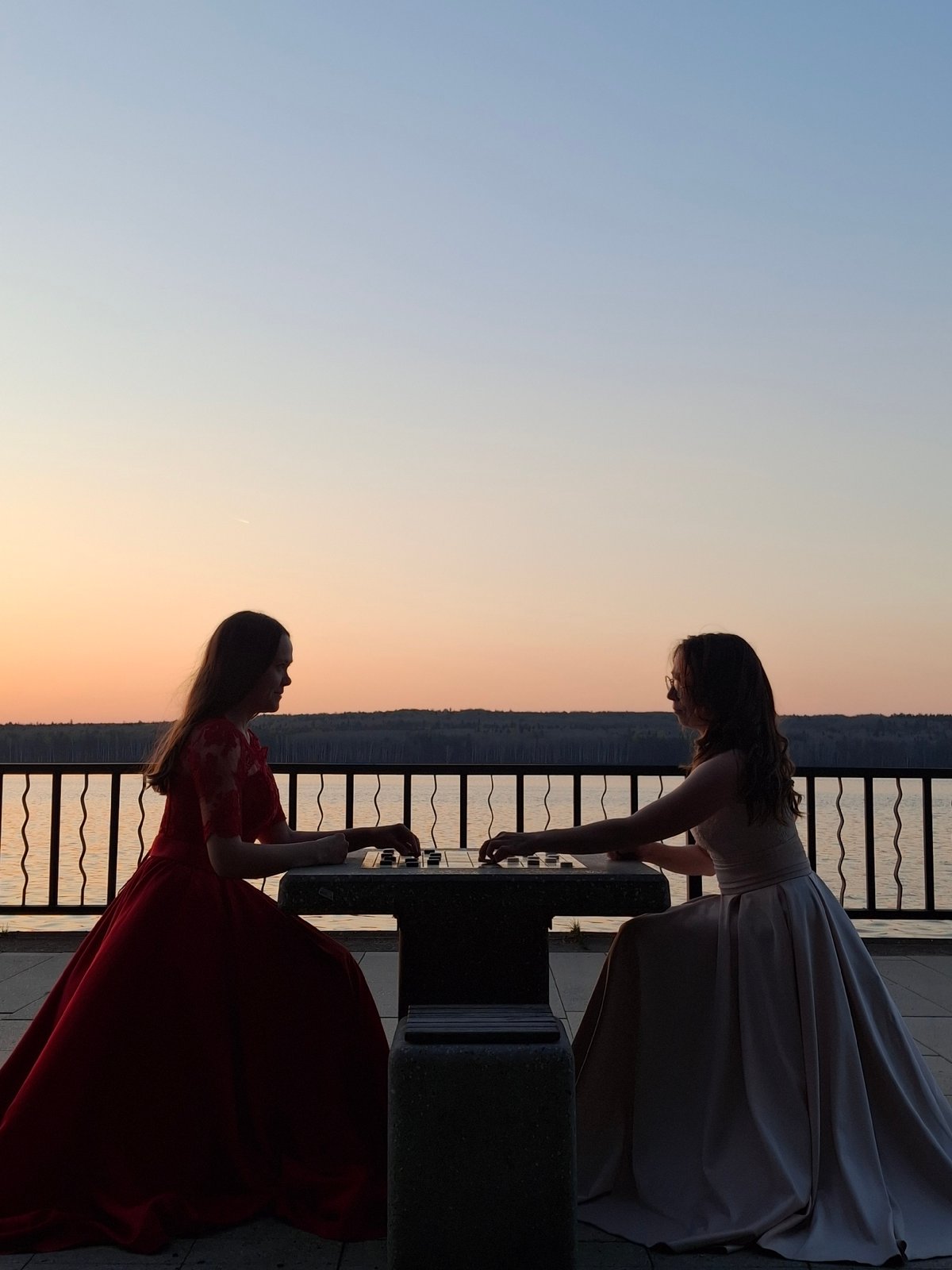 Formal Evening Activities Observed During Sunset in Chaikovsky