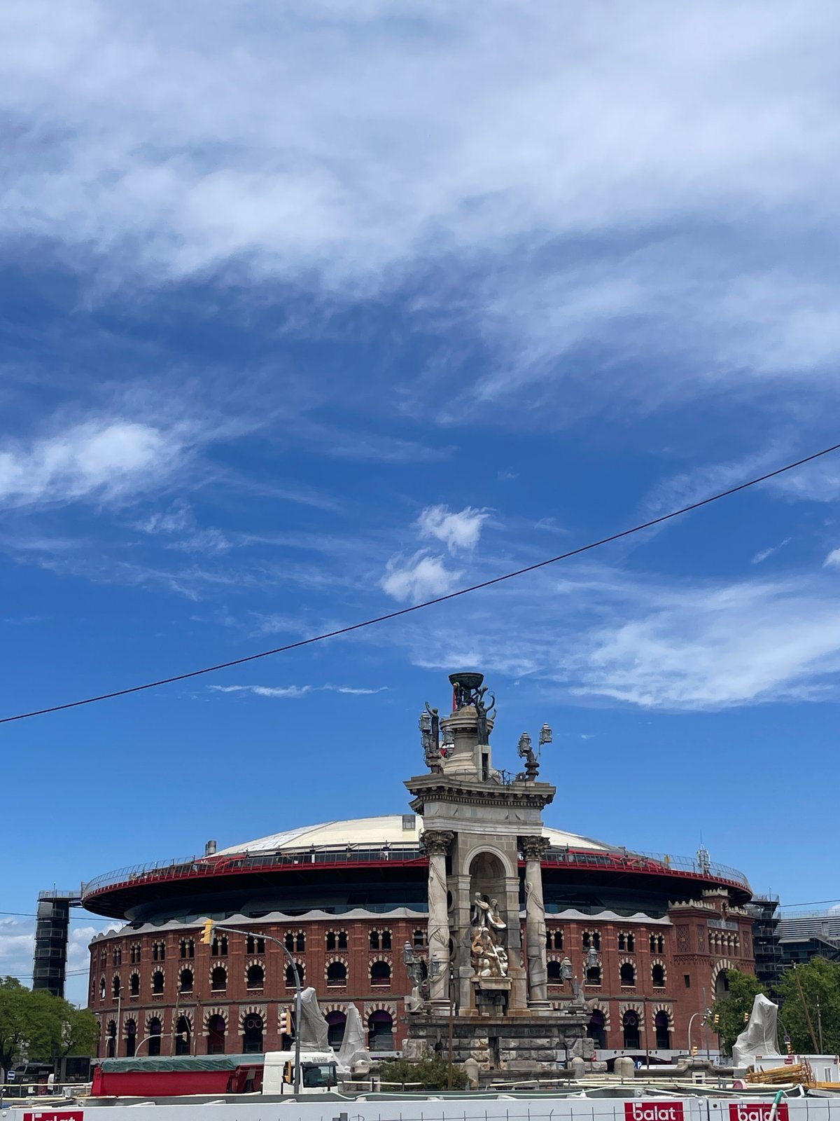 Visitors gather at Barcelona's Plaça d'Espanya cultural district