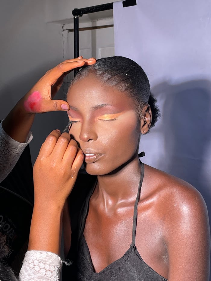 Professional photoshoot and makeup session documented in Nigeria