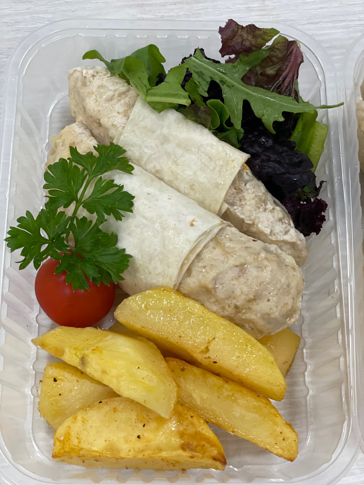 Fresh food prep and a utility box in Aktau