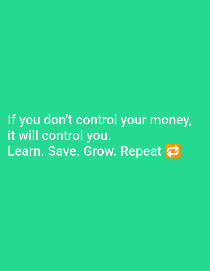 Motivational graphics about money management and life affirmations spotted