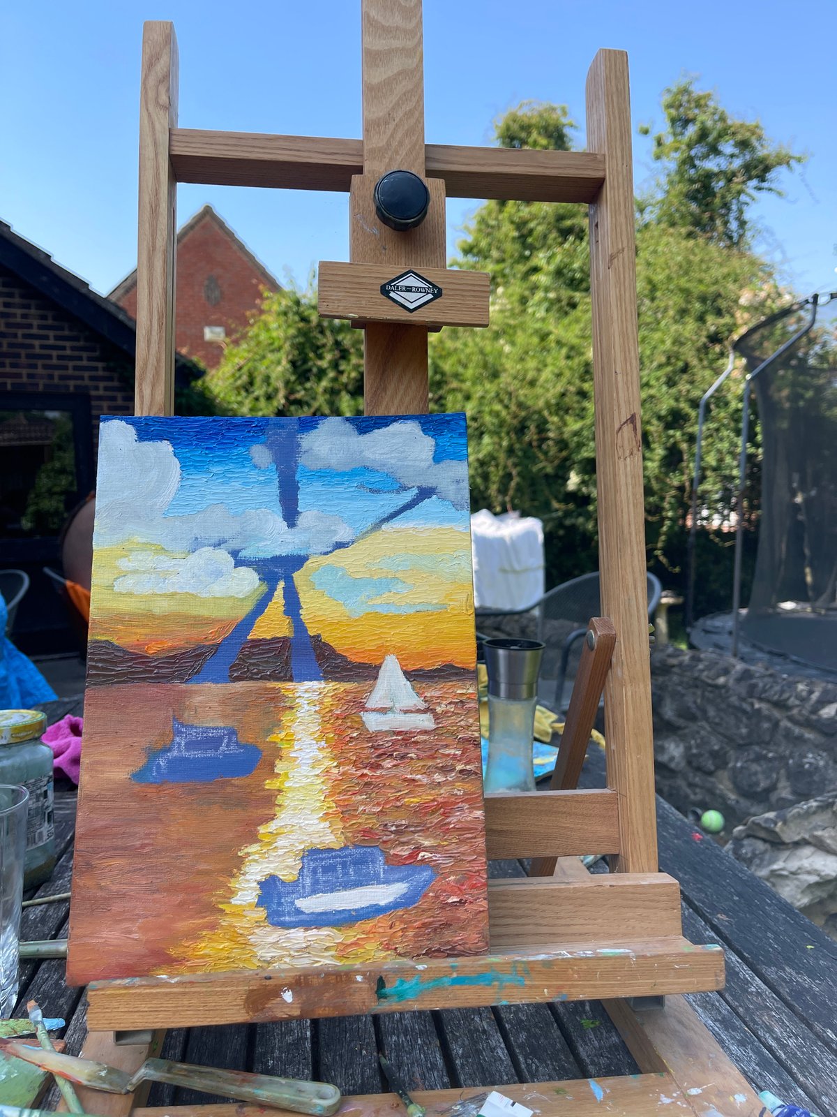 Artist creates outdoor oil paintings in Maidstone garden setting