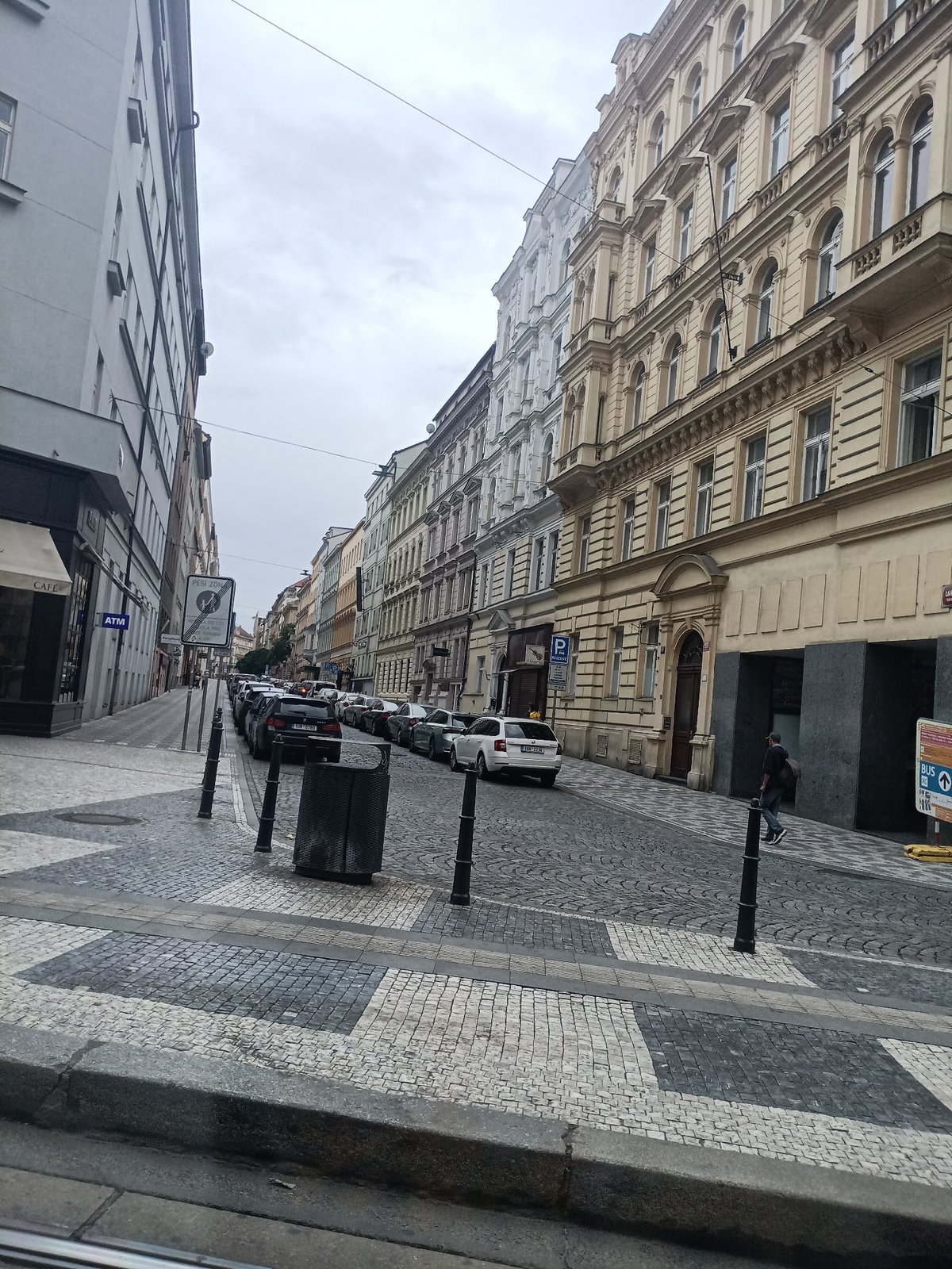 Overcast afternoon on a historic Prague street
