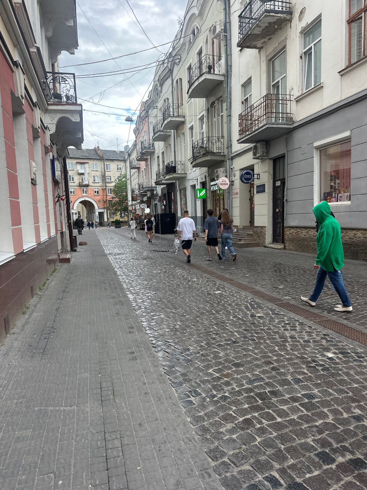 Afternoon walk through downtown Ternopil's mixed architecture