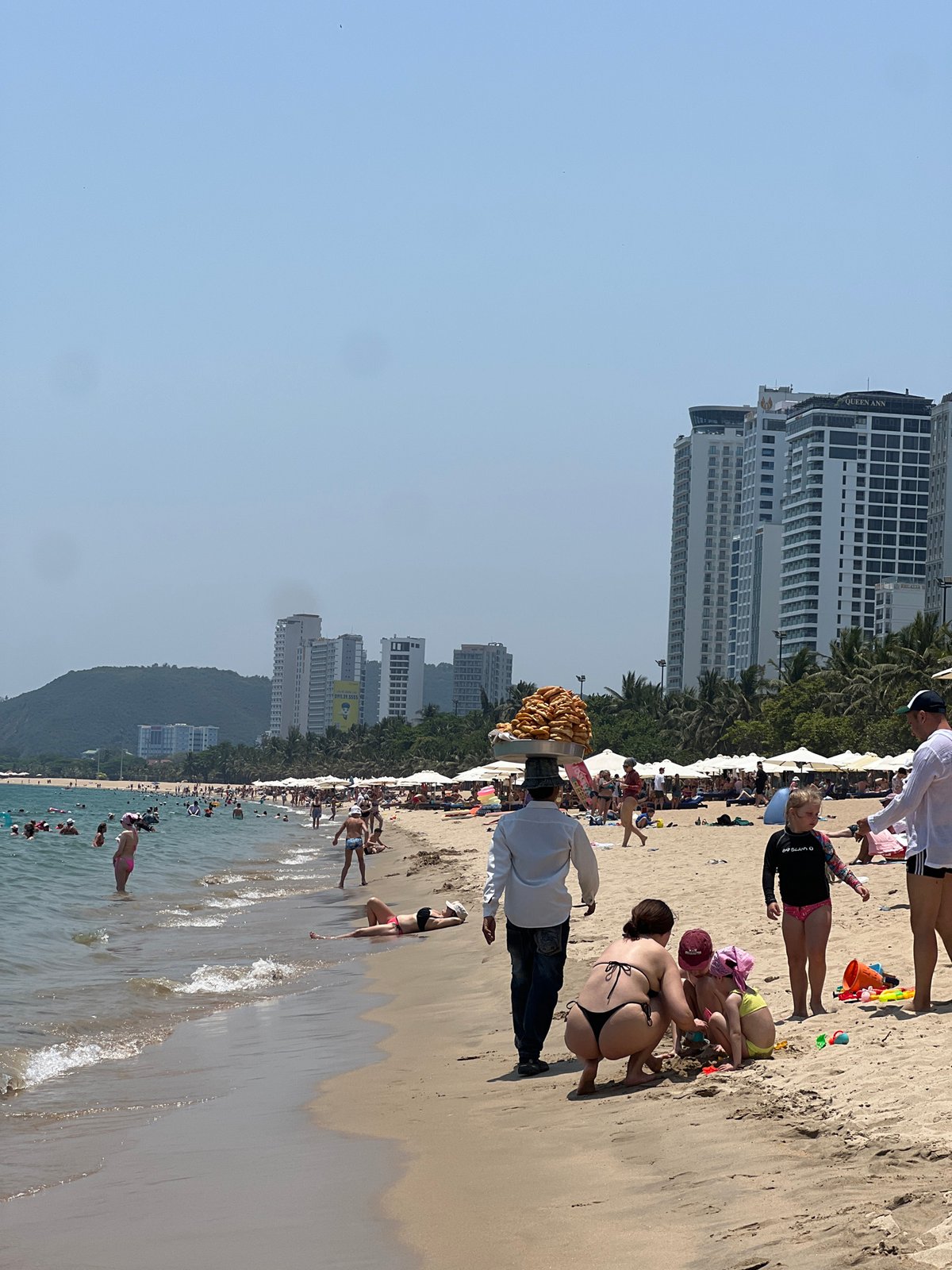 Busy beach day captured in Nha Trang, Vietnam