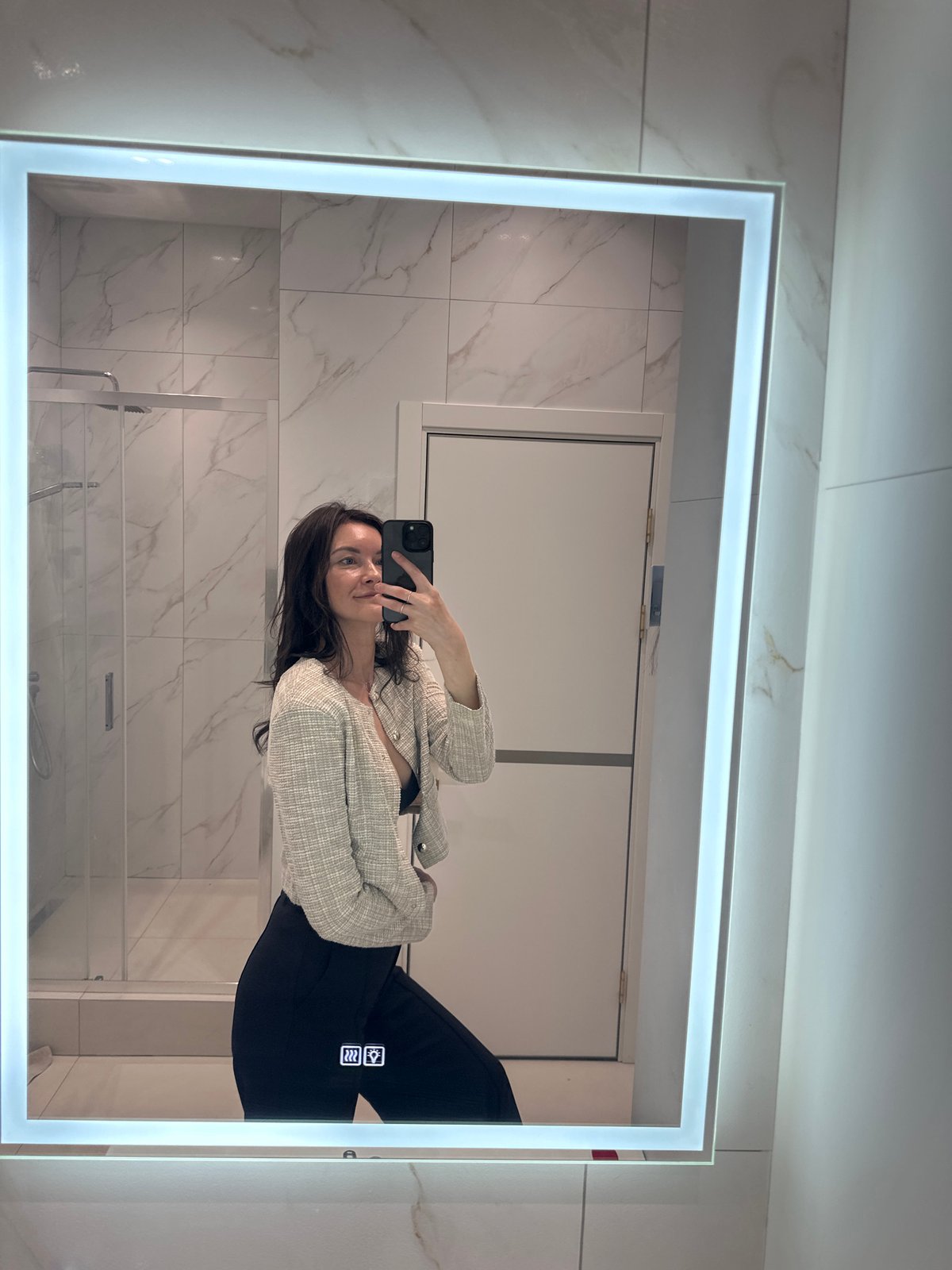Woman takes morning bathroom selfies in Прикамский, Russia