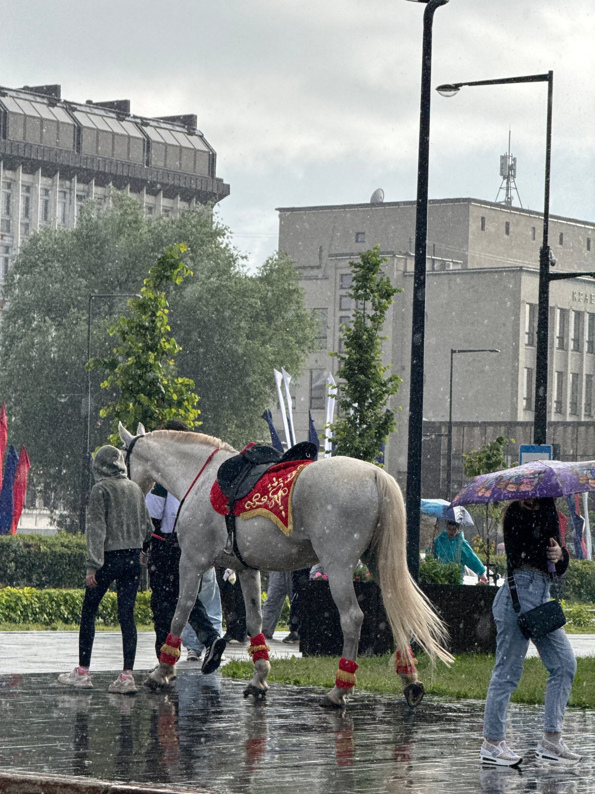 Woman documents afternoon outing in rainy Perm, Russia