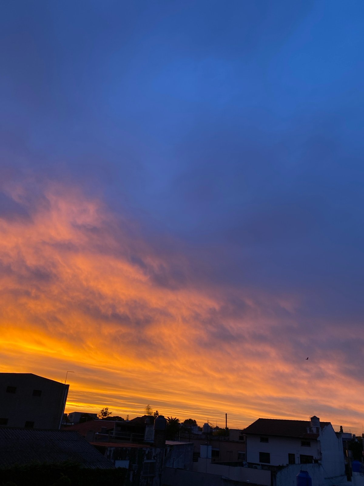 Dramatic sunset documented over Wilde, Argentina cityscape