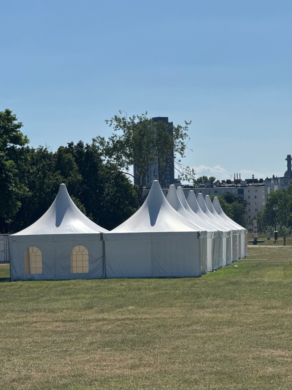 Sunny afternoon on the Danube with a riverside festival setup