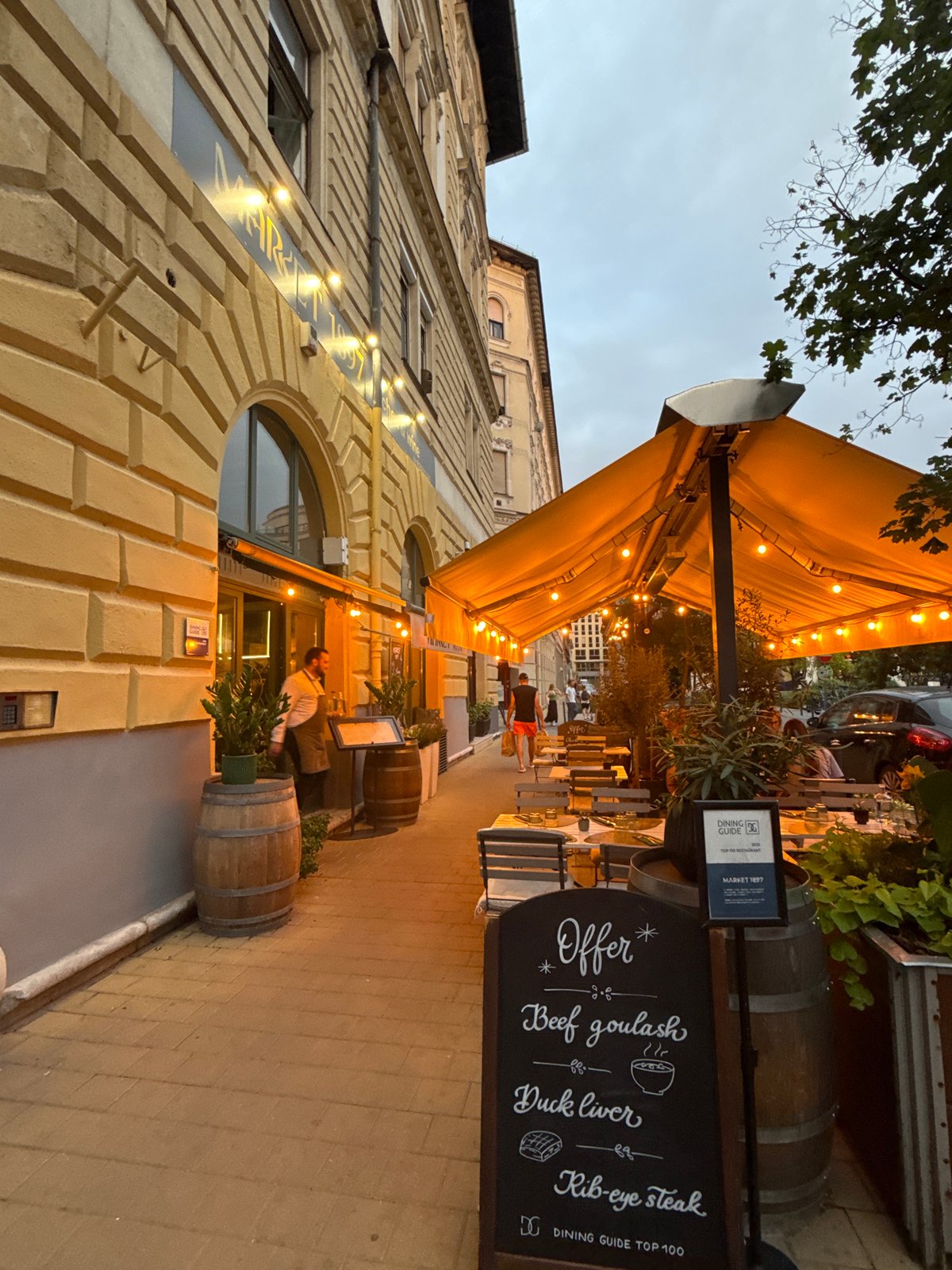Budapest's Great Market Hall area on a summer evening