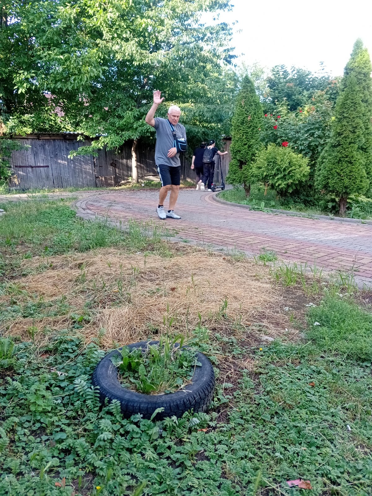 Tiachiv streets, gardens, and Sports Arena on a summer afternoon