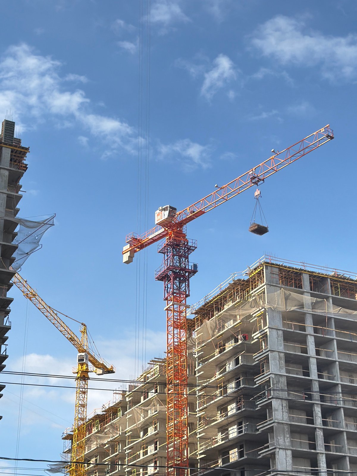 Construction cranes active at Rostov-on-Don building site