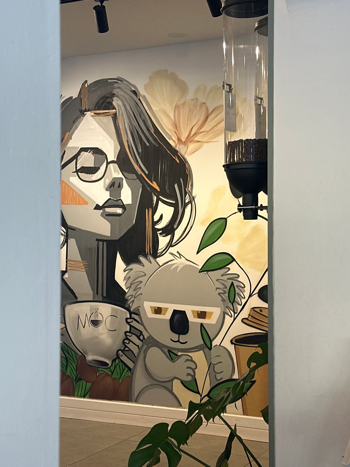 Street mural depicts woman and koala in Kaş, Turkey