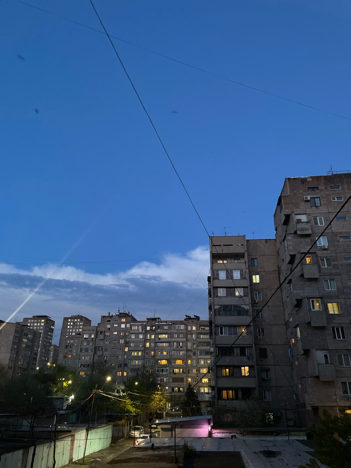 Evening documentation of Yerevan's urban landscape captured during twilight hours