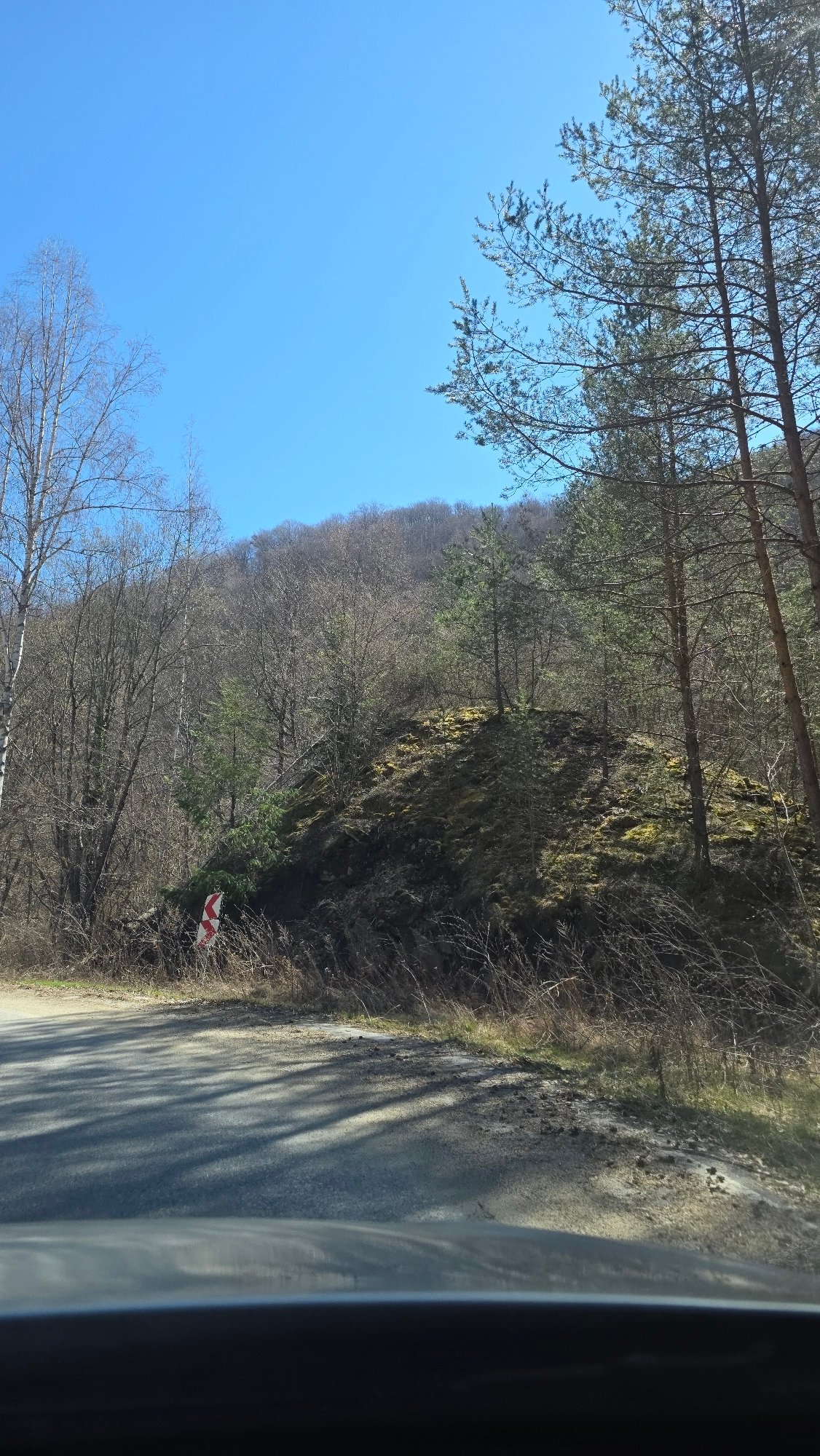 Roadside scene with steep embankment observed in Blagoevgrad, Bulgaria